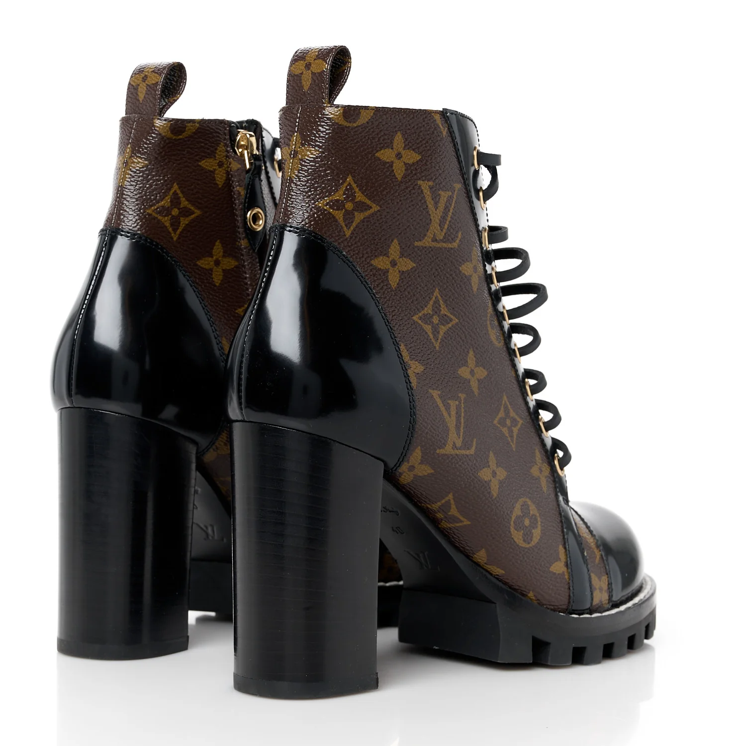 Patent Calfskin Monogram Star Trail Ankle Boots 40 Black - Top Club