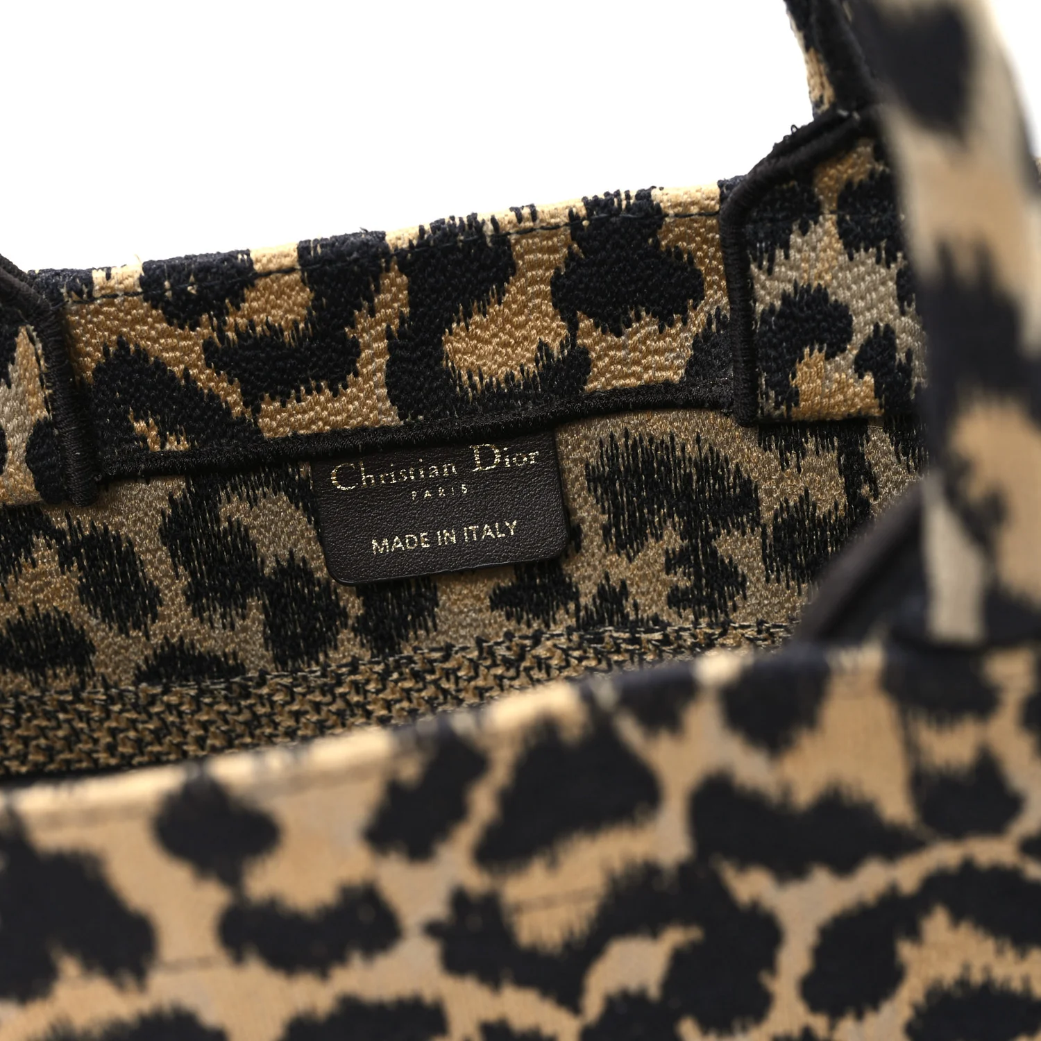 Canvas Mizza Embroidered Small Leopard Book Tote Beige - Top Club