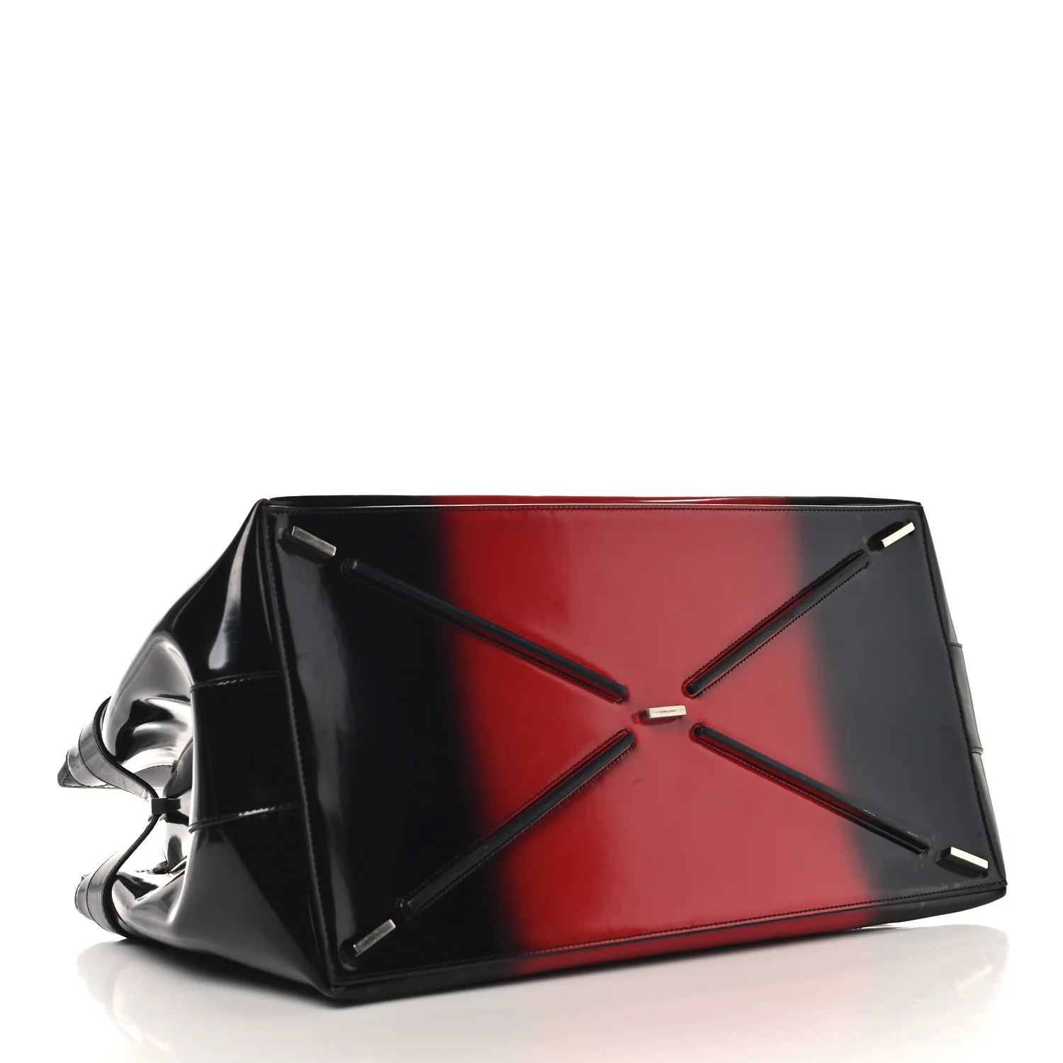 Smooth Airbrushed Calfskin XL Gancini Buckles Tote Bag Flame Red Black - Top Club