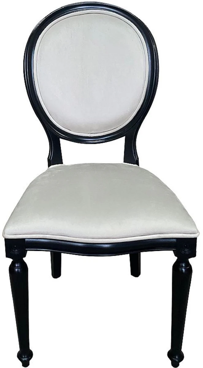 Baroque Dining Room Chair Cream / Black - Handmade Antique Style Chair - Dining Room Furniture in Baroque Style