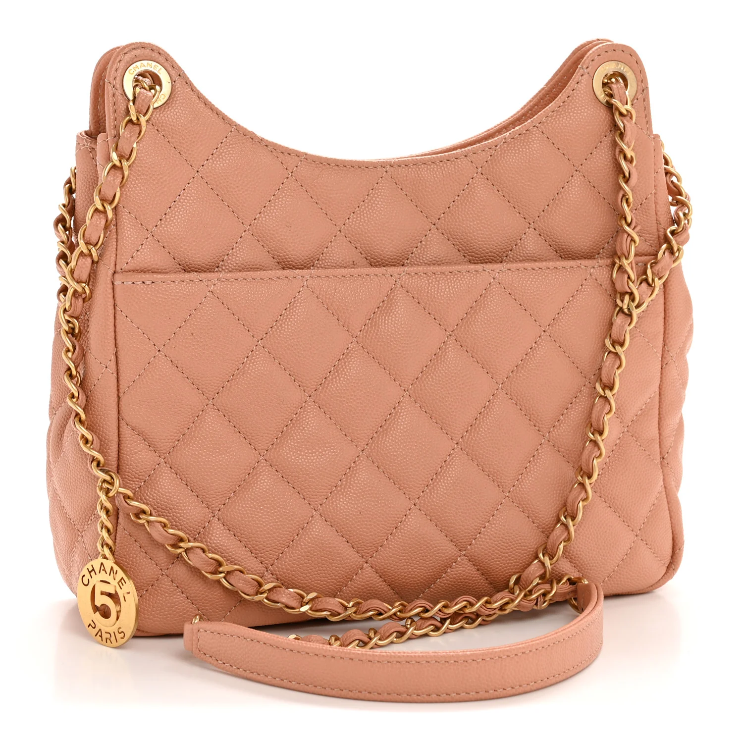 Caviar Quilted Wavy CC Hobo Beige - Top Club