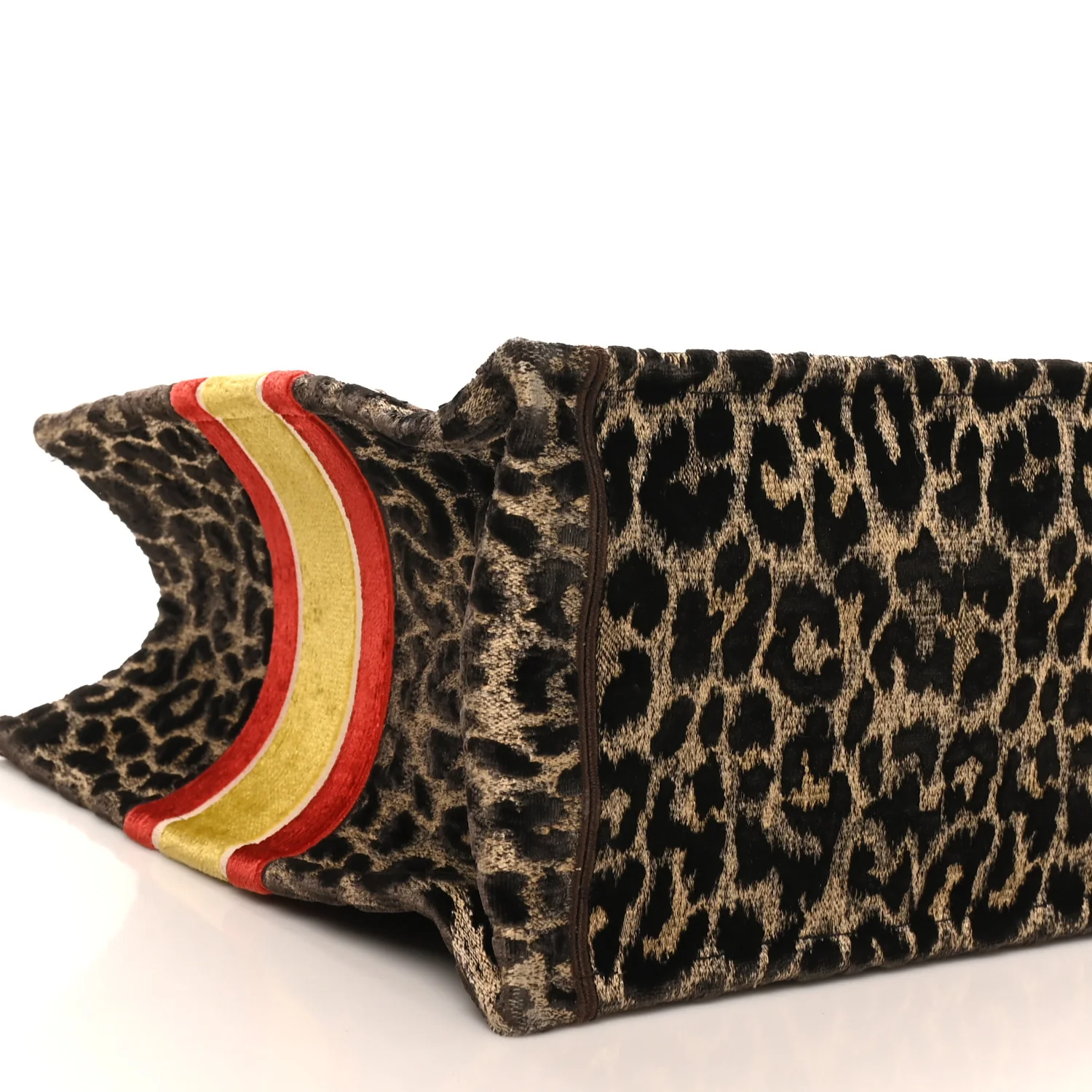 Canvas Velvet Embroidered Large Leopard Book Tote Tote Beige - Top Club