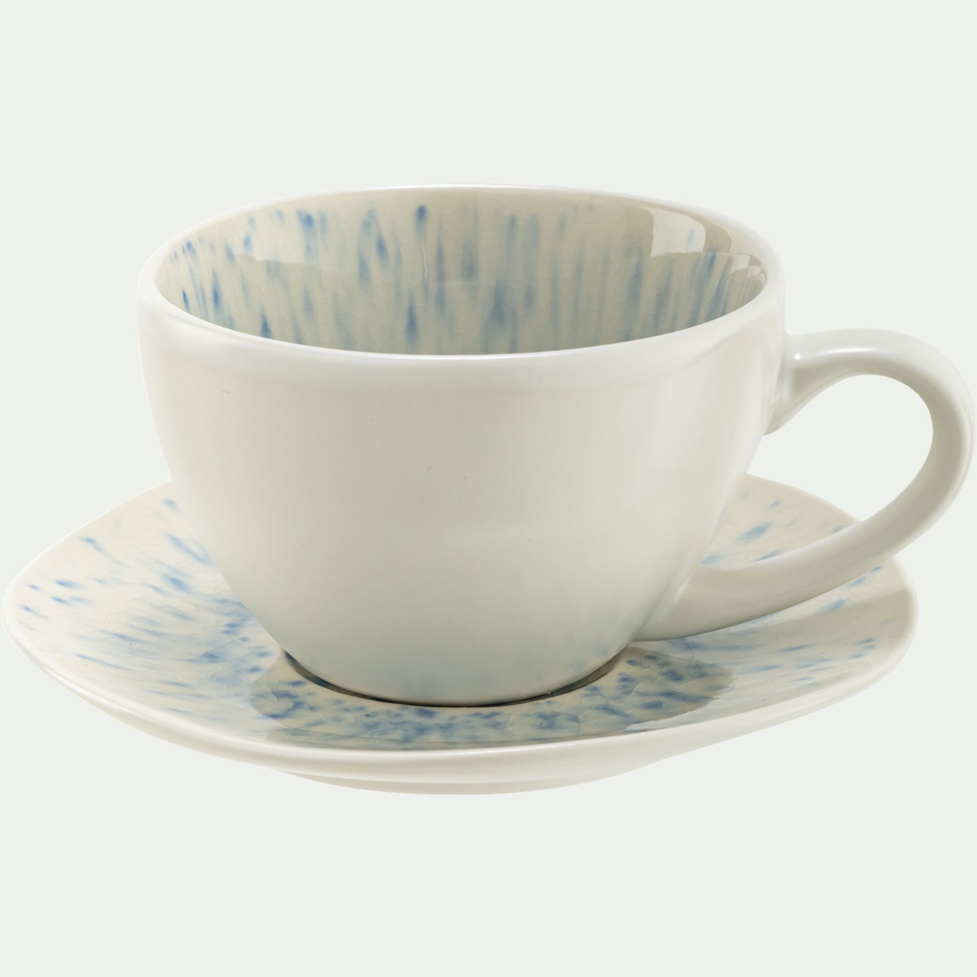 CALICO - Ensemble de tasses et sous tasses en grès - bleu