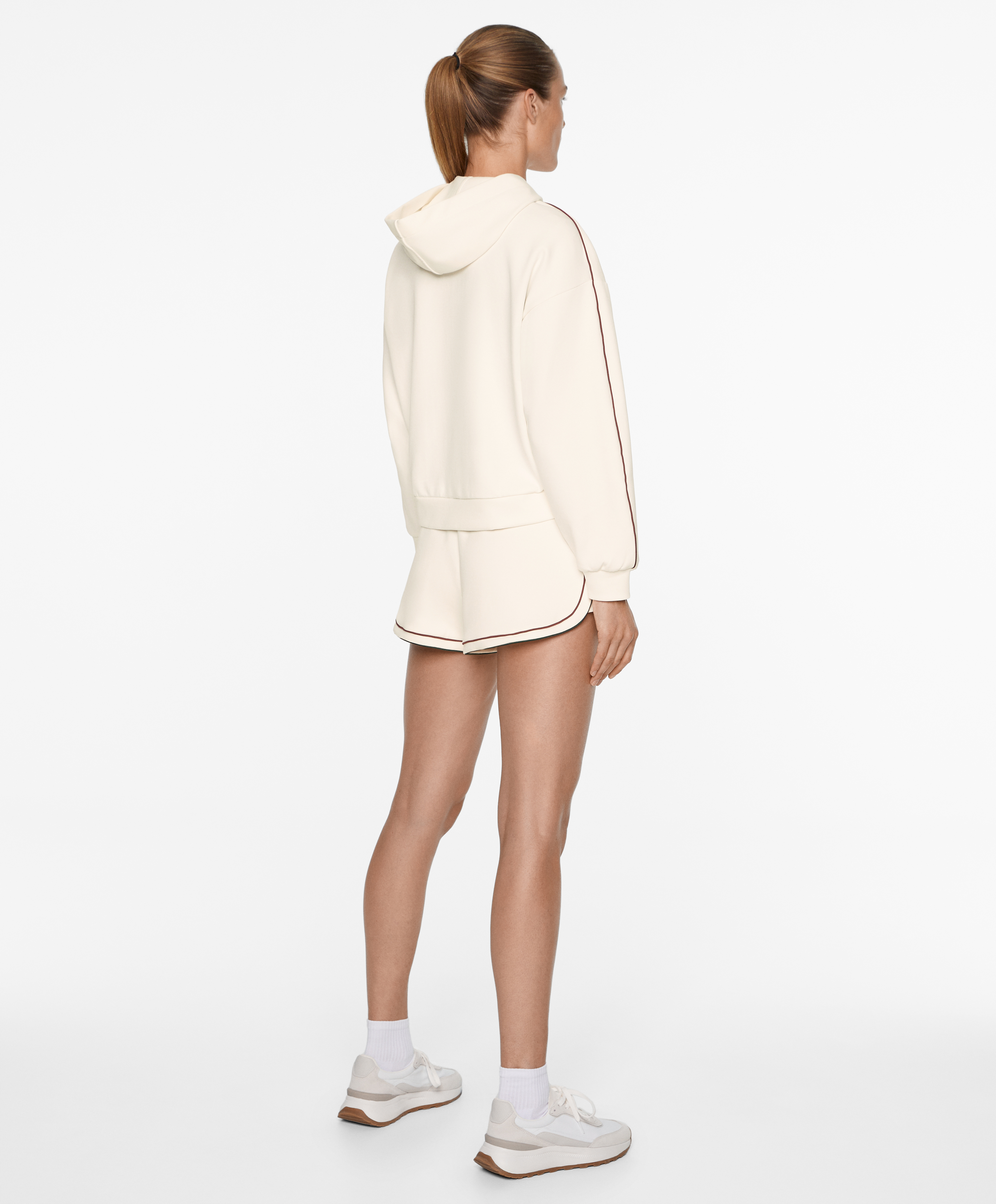 OYSHO Cotton blend pique jacket with piping
