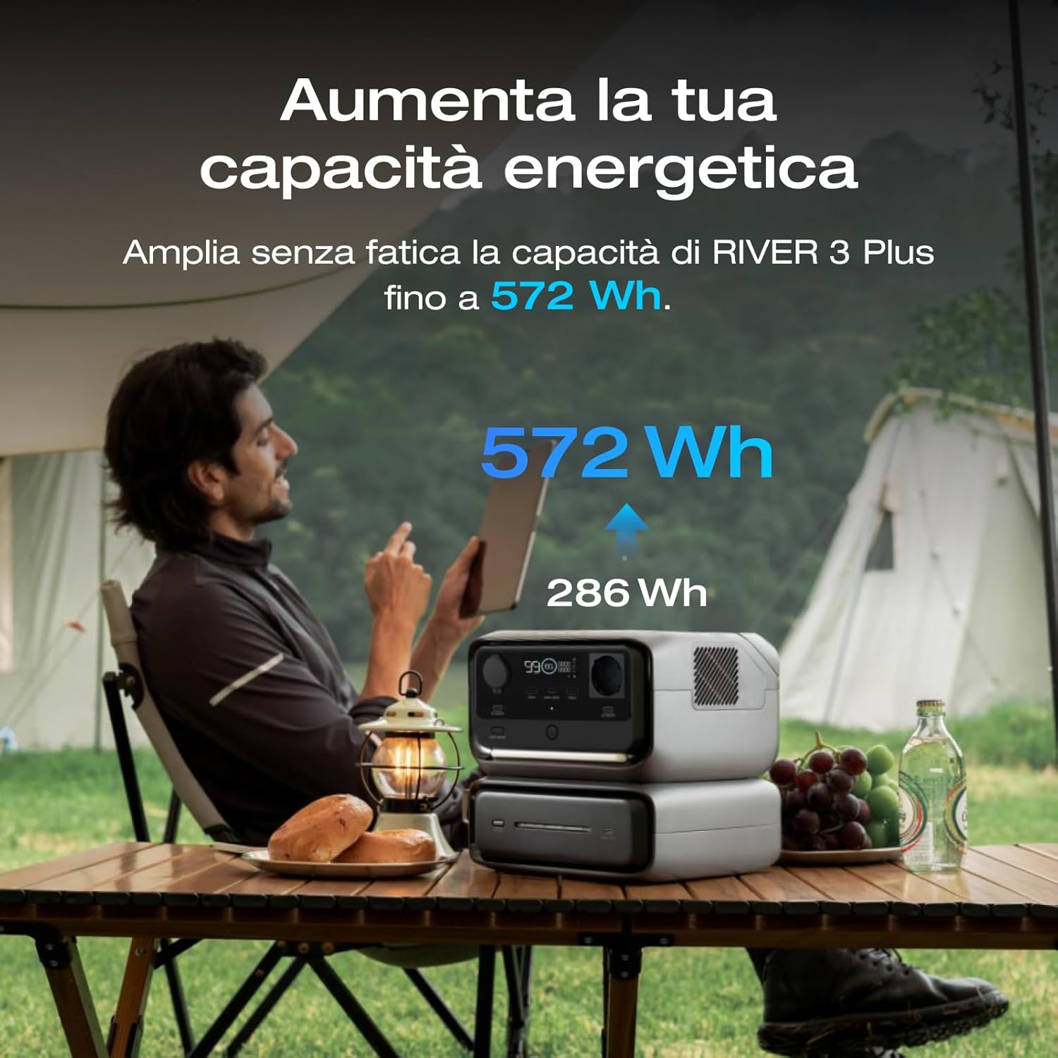 EcoFlow RIVER 3 Max Centrale elettrica portatile, Batteria 572Wh, uscita 1200W,
