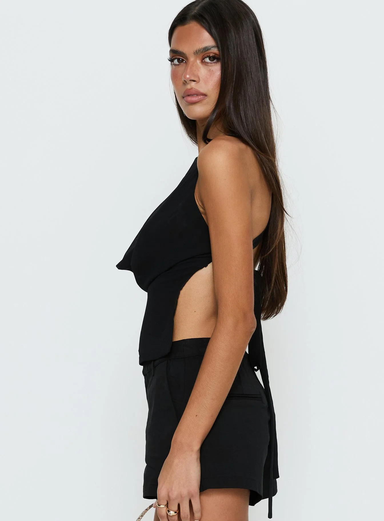 Eboni Multi Wear Cowl Neck Top Black