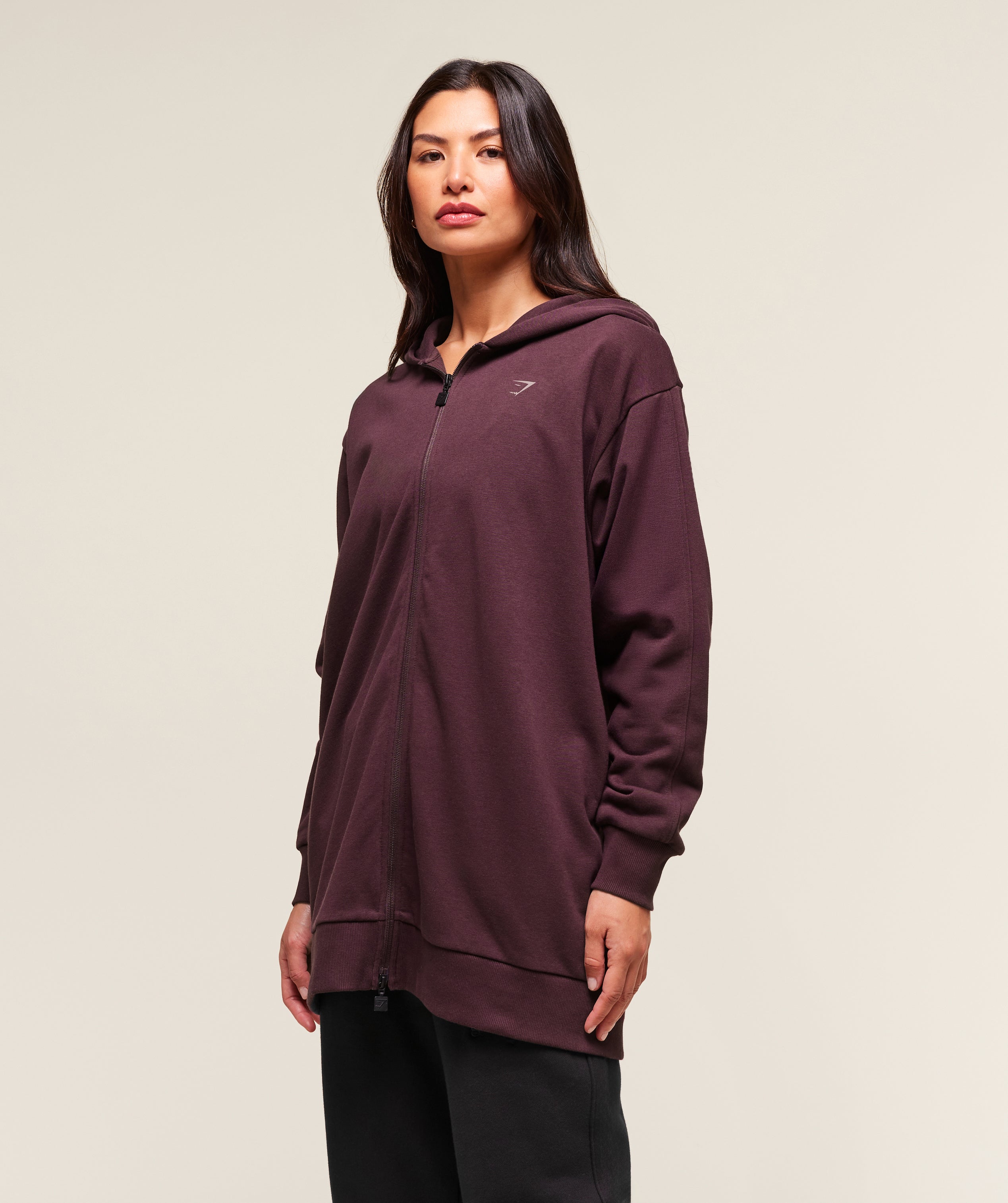 COACH Covered Longline Zip Up Hoodie
