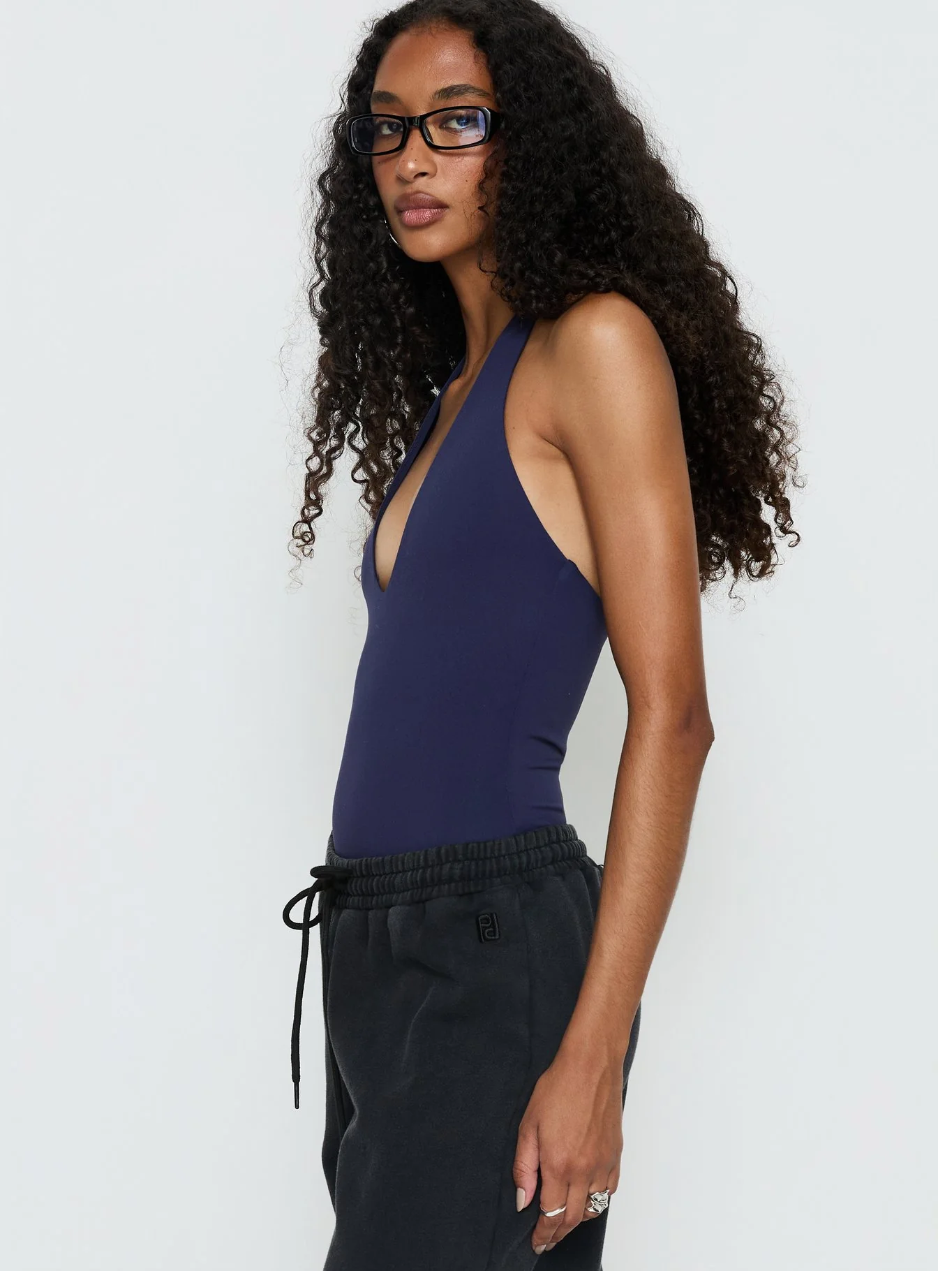Someone New Halter Bodysuit Navy