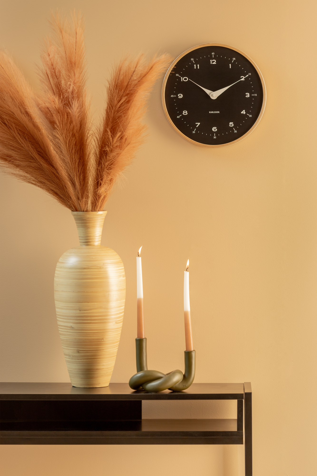 Wall clock Osado Dome wood moss green