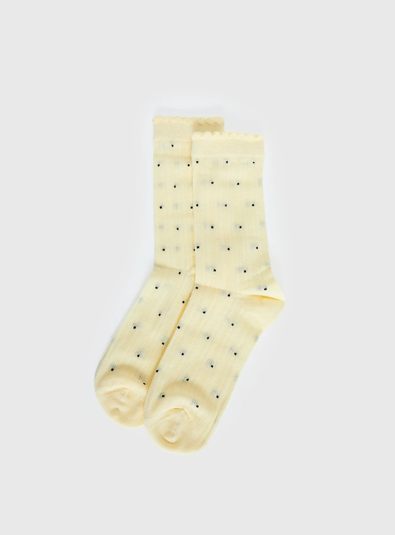 Rosee Ribbed Socks Butter Polka