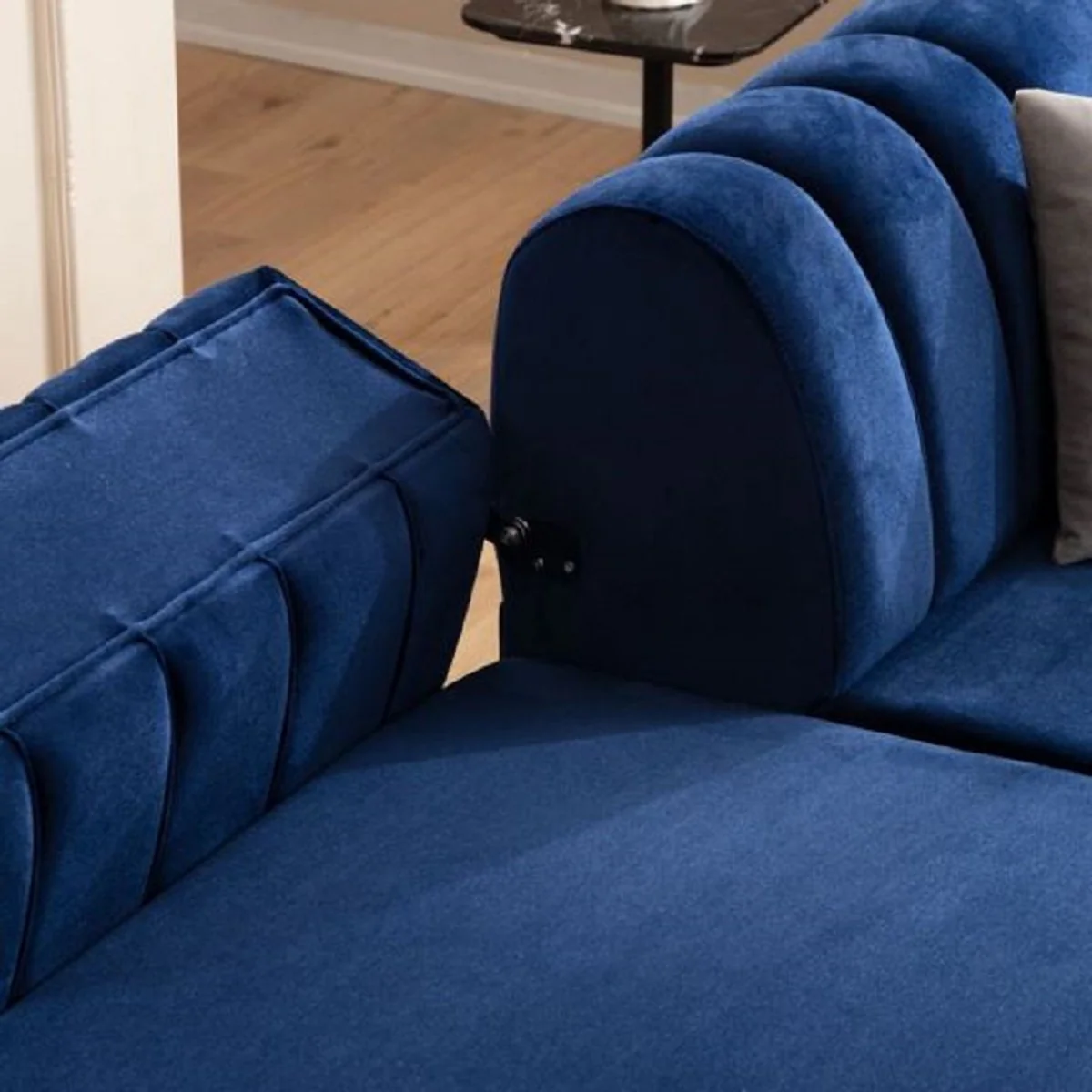 Luxury corner sofa with adjustable backrests blue / brown / silver 320 x 180 x H. 80 cm - living room sofa - living room furniture - luxury furniture - luxury furnishings