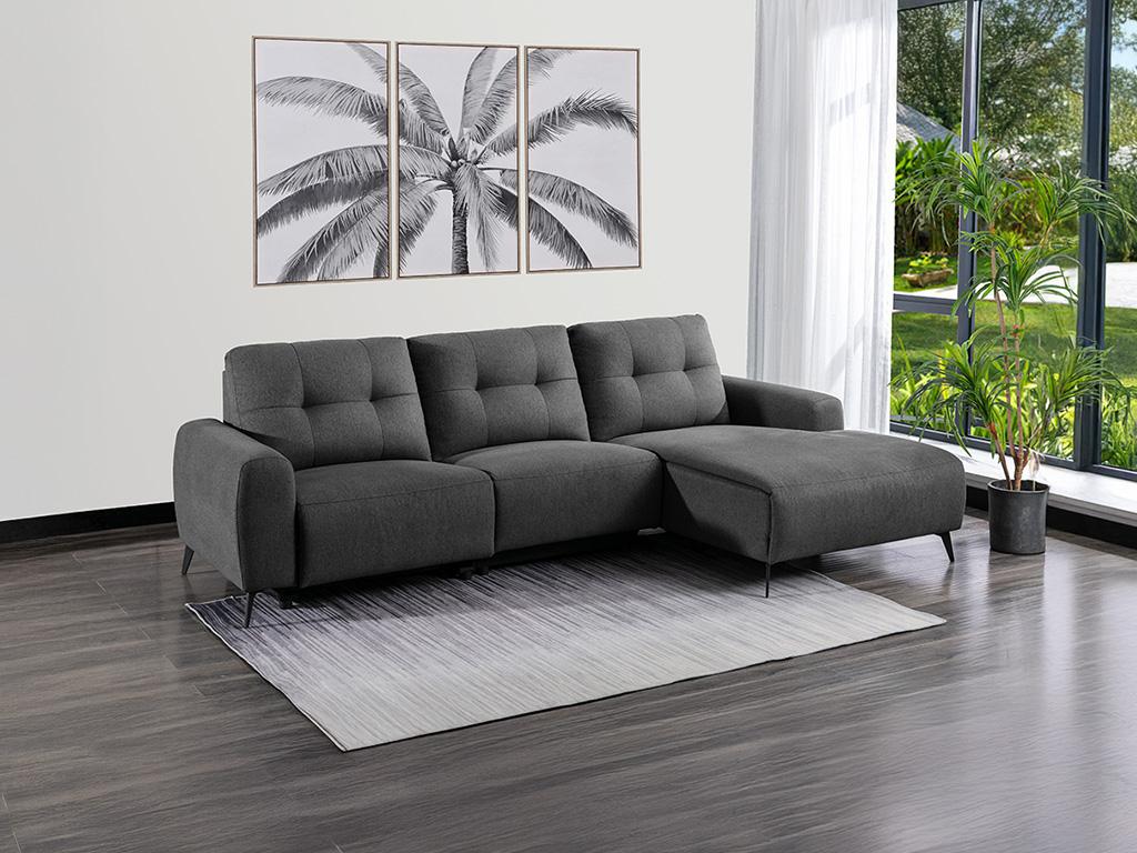 Sofá rinconera (ángulo derecho) relax eléctrico de tela gris NERUDA