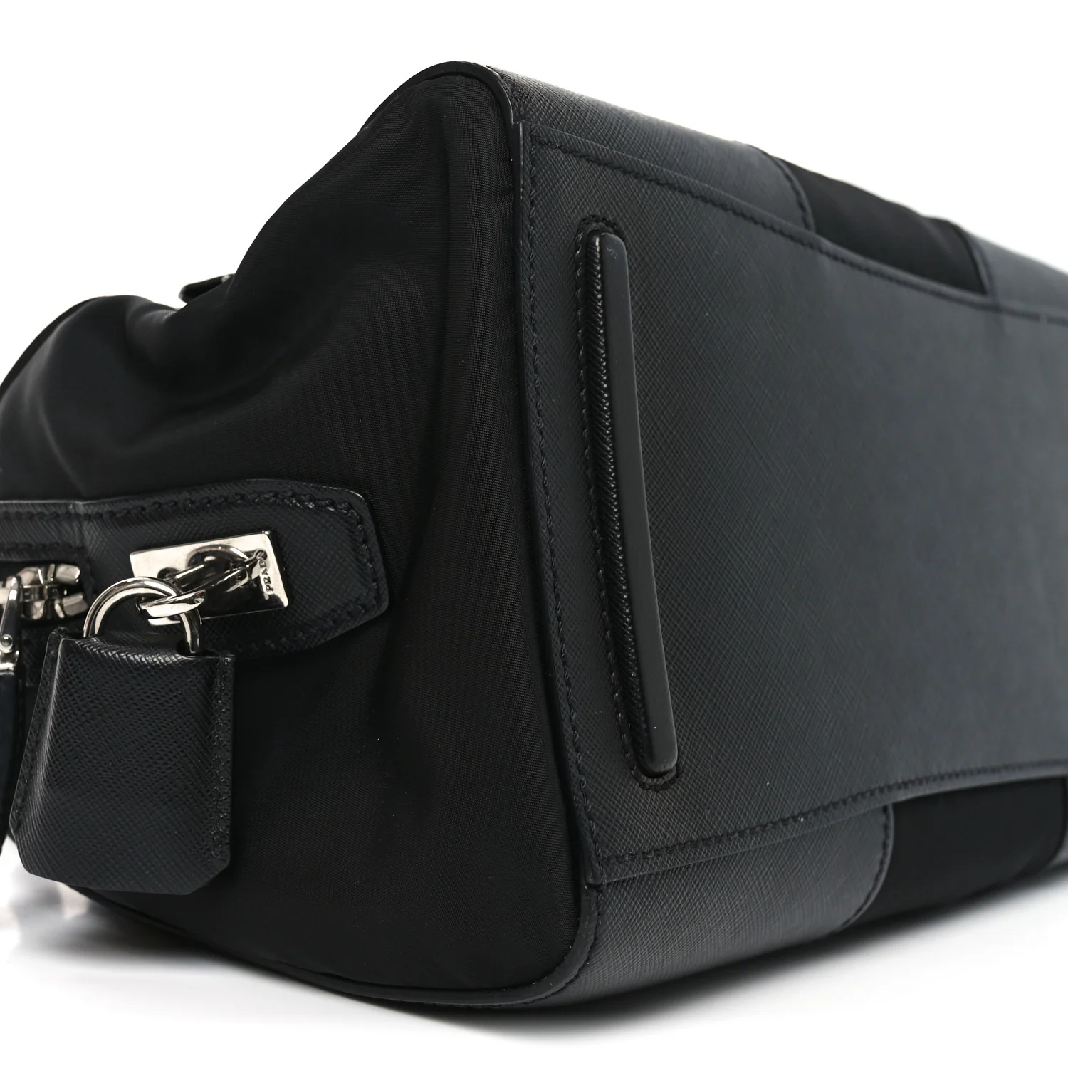 Nylon Saffiano Top Handle Bag Black - Top Club