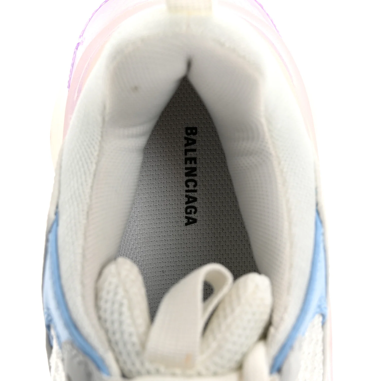 Fabric Mesh Clear Sole Womens Triple S Sneakers 36 Light Blue Grey Lilac White - Top Club