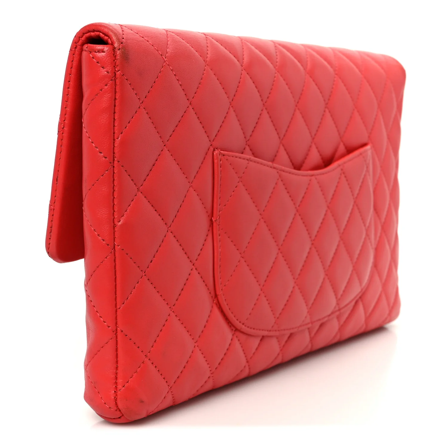 Lambskin Quilted Flap Clutch Red - Top Club