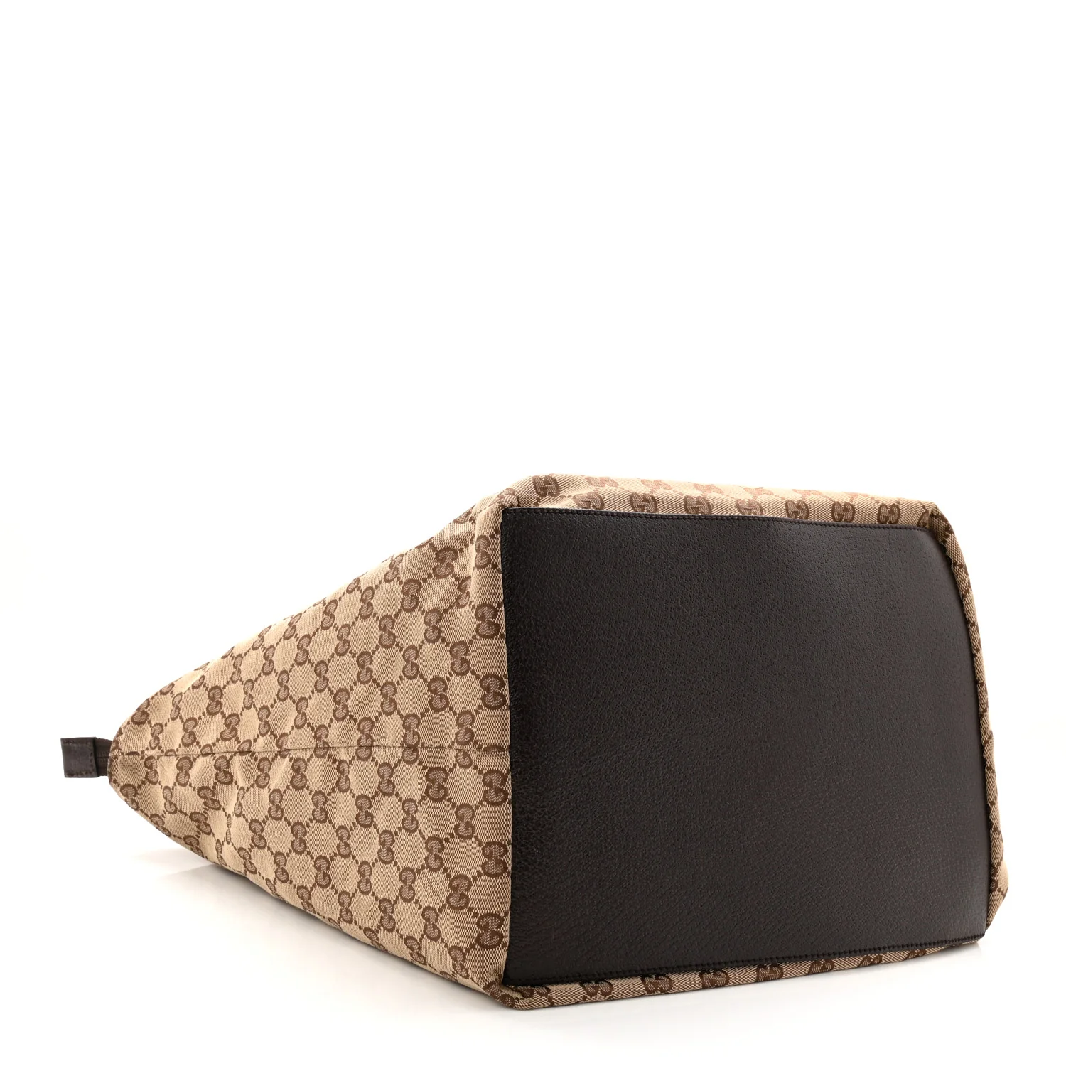 GG Monogram Large Web Handle Bucket Tote Dark Brown - Top Club