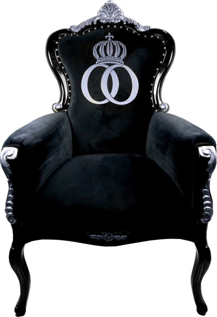 Pompöös by Luxury Baroque Armchair Bergere Black / Silver - Pompöös Baroque armchair designed by Harald Glööckler