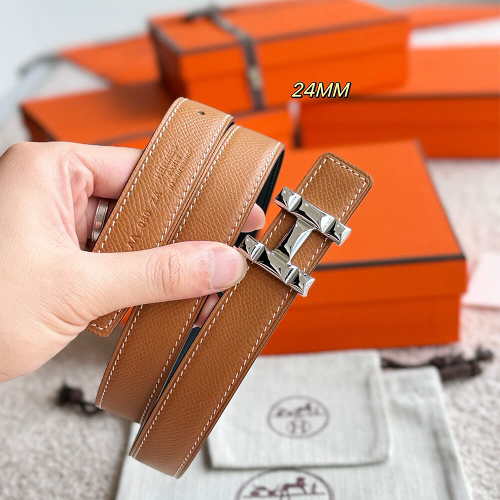 H Infini belt buckle   Reversible leather strap 24 mm - Top Club