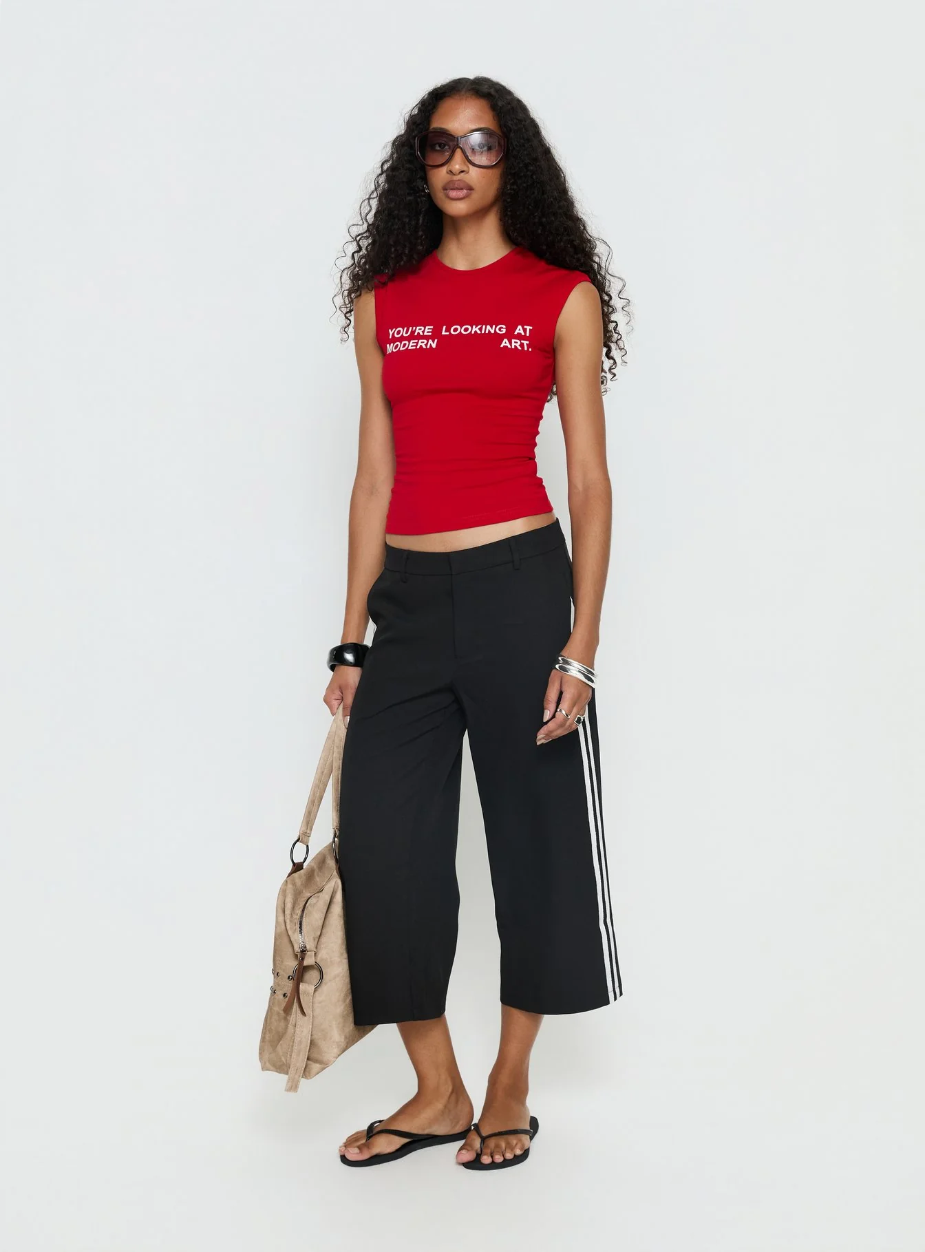 Modern Art Graphic Baby Tee Red