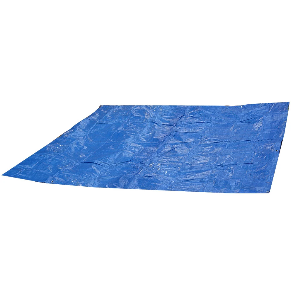 Camping floor - RAFFIA CANVAS 5 X 7 - blue