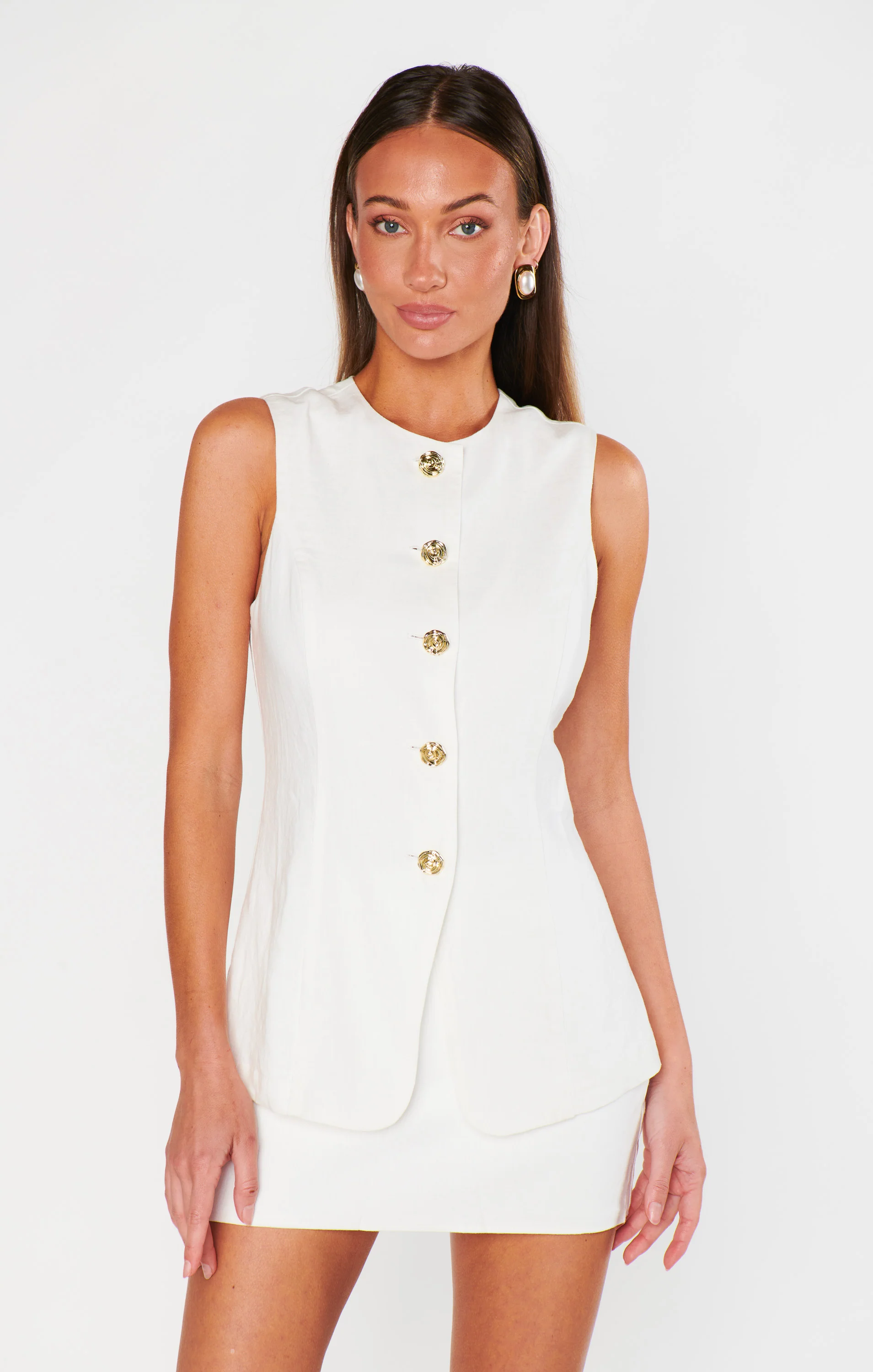 Leighton Vest Top ~ White Linen