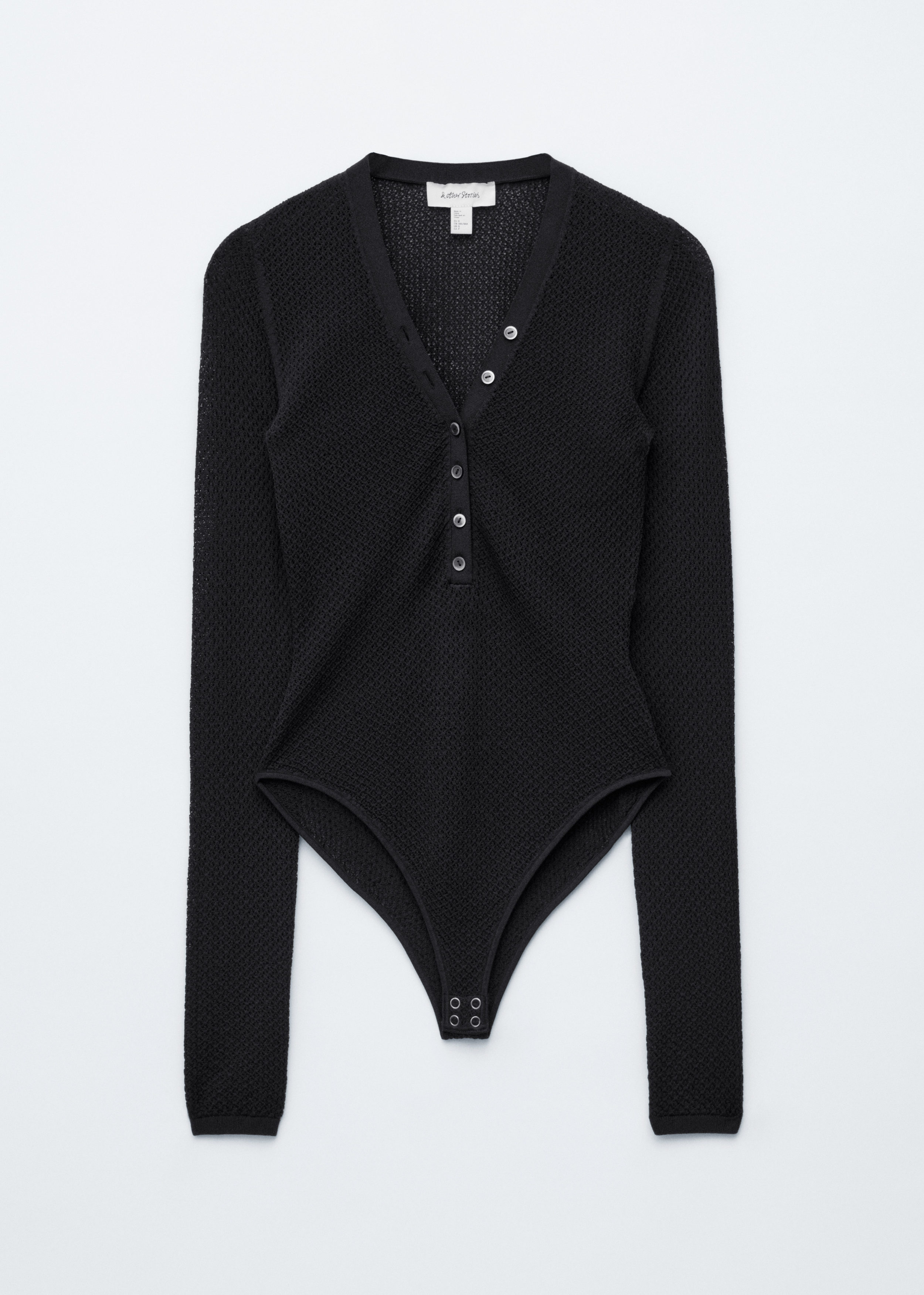 & Other Stories LONG-SLEEVE POINTELLE-KNIT BODYSUIT