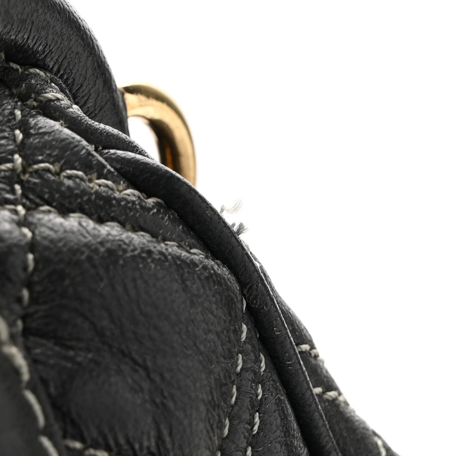 Calfskin Quilted Stam Dark Grey - Top Club