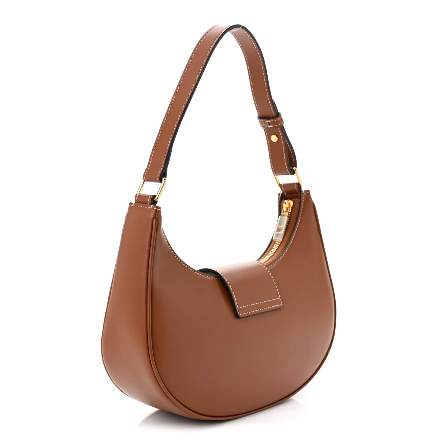 Smooth Calfskin Medium Strap Ava Triomphe Shoulder Bag Tan - Top Club