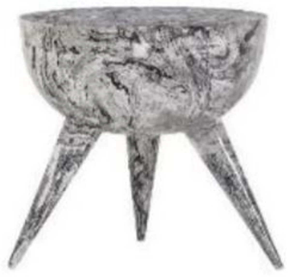 Luxury side table black / white Ø 42 x H. 46 cm - round tripod aluminum table in marble look - living room furniture