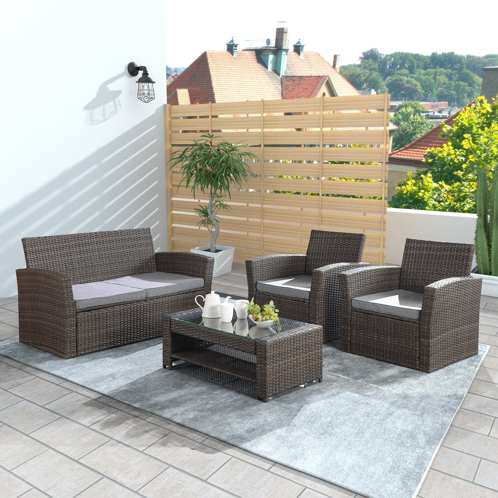 Avynlee Wicker/Rattan 4-Person Seating Set with Cushions?(Set of 4)