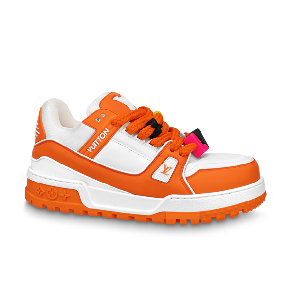 LOUIS VUITTON TRAINER MAXI LOW-TOP SNEAKERS IN WHITE AND ORANGE   LVS115 - Sneaker Replica Workshop