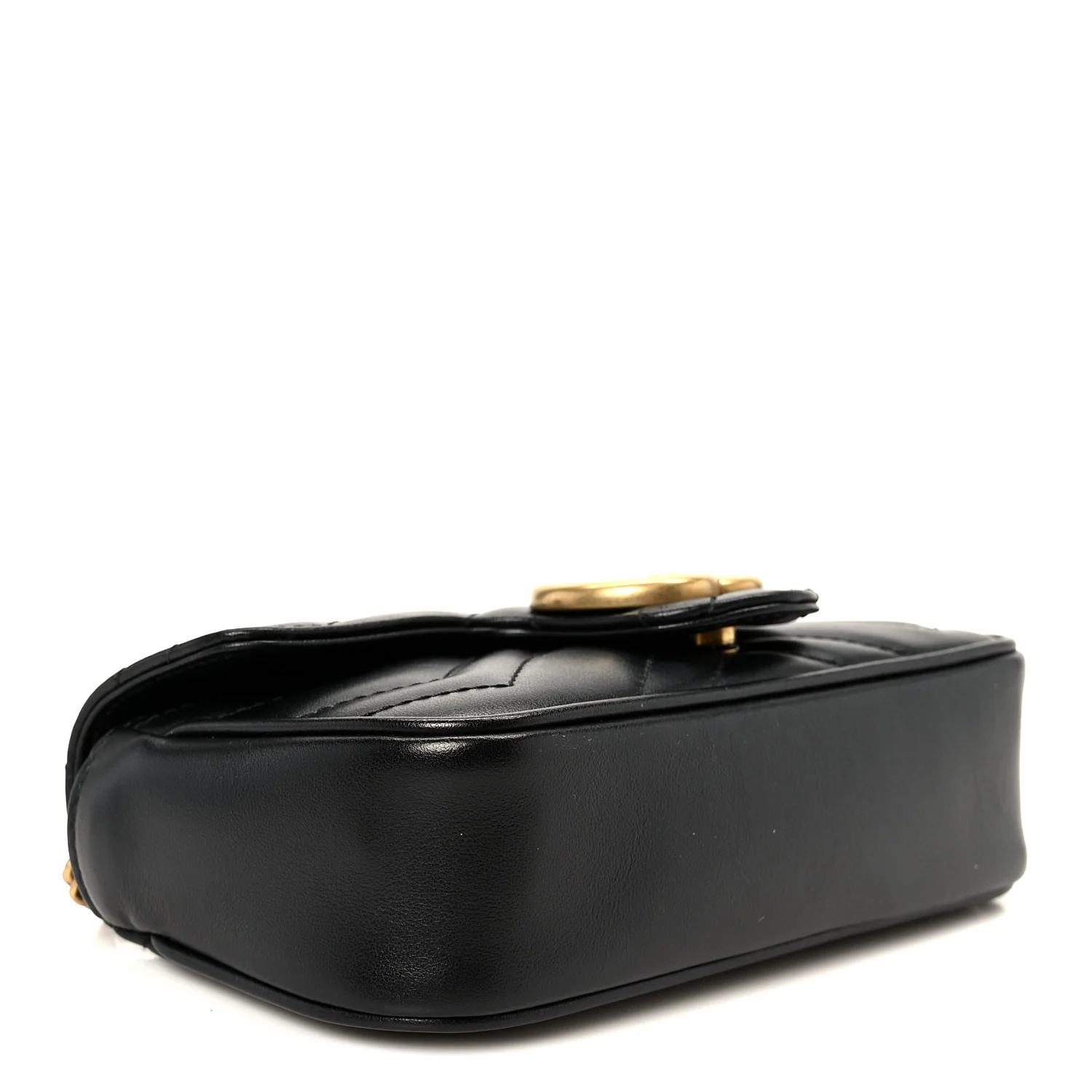 Calfskin Matelasse Super Mini GG Marmont Shoulder Bag Black - Top Club