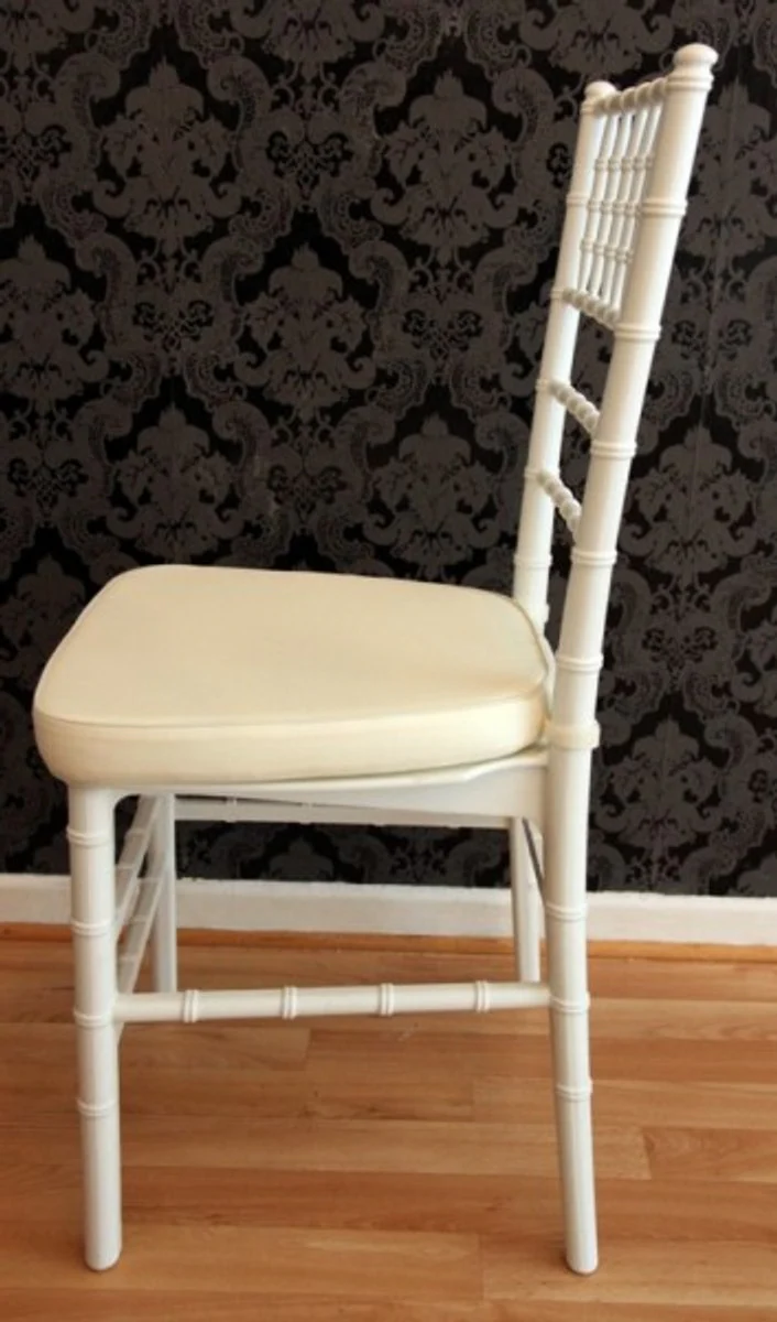 Designer acrylic chair including seat cushion white/cream - Ghost Chair white - Polycarbonate furniture - Acrylic furniture - Ghost chair