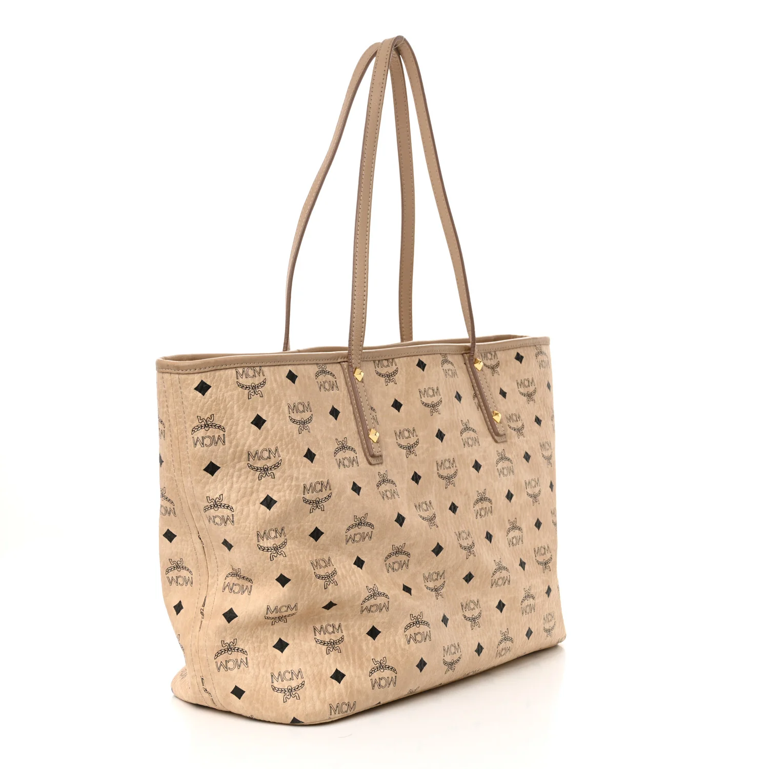 Visetos Medium Top Zip Shopper Tote Beige - Top Club