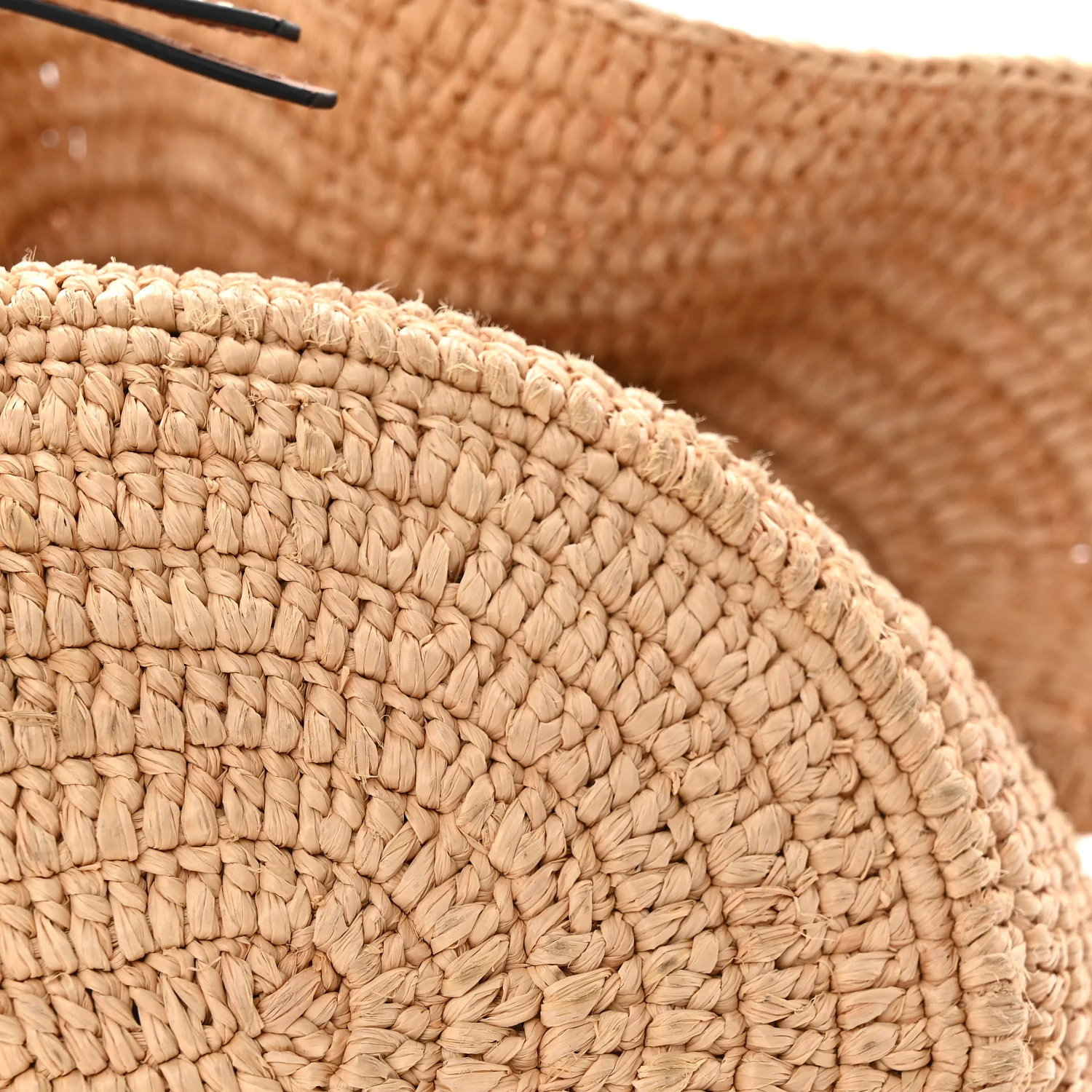 Raffia Calfskin Paulas Ibiza Balloon Ruffle Basket Tote Bag Natural Tan - Top Club