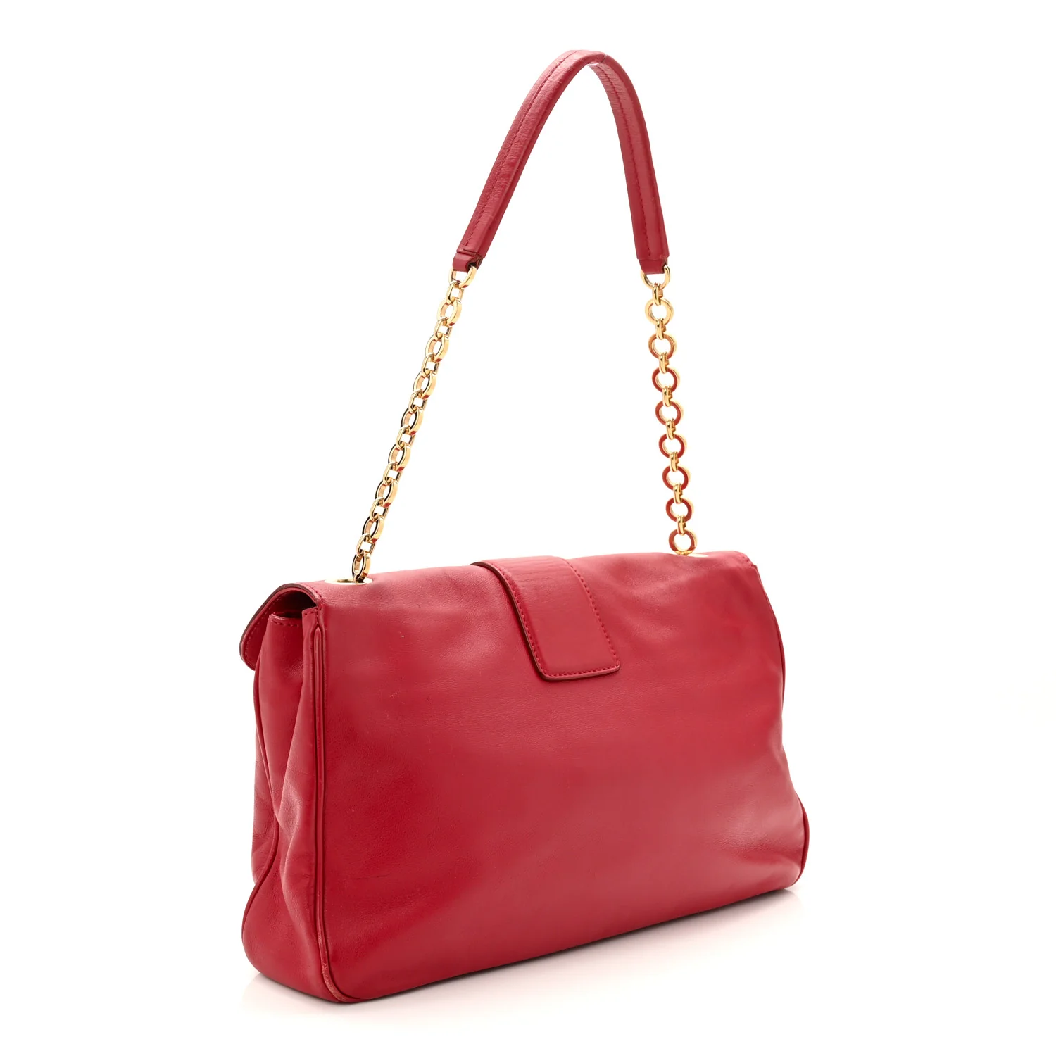 Calfskin Gancini Chain Shoulder Bag Red - Top Club