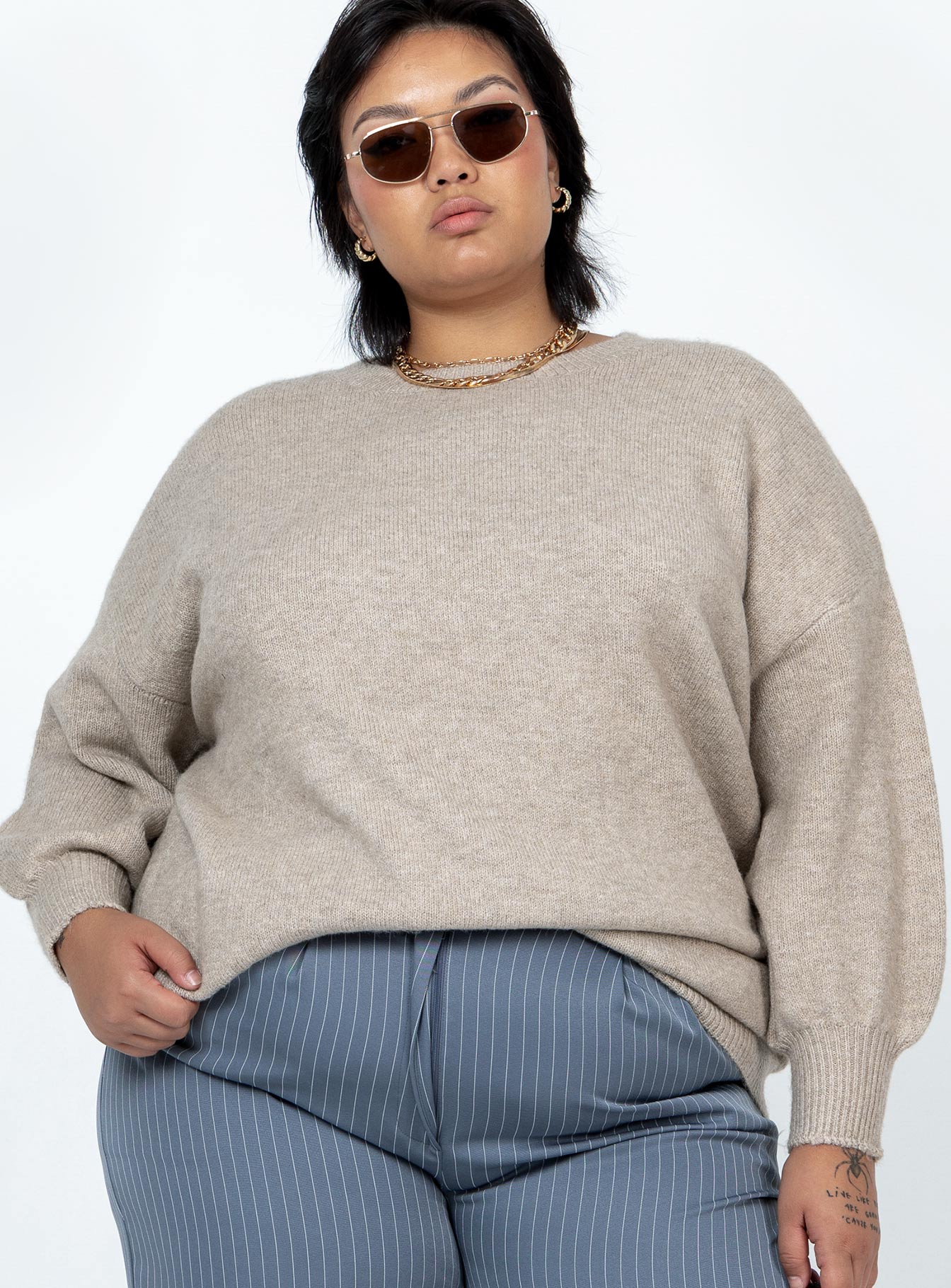 Ryanna Sweater Beige Curve