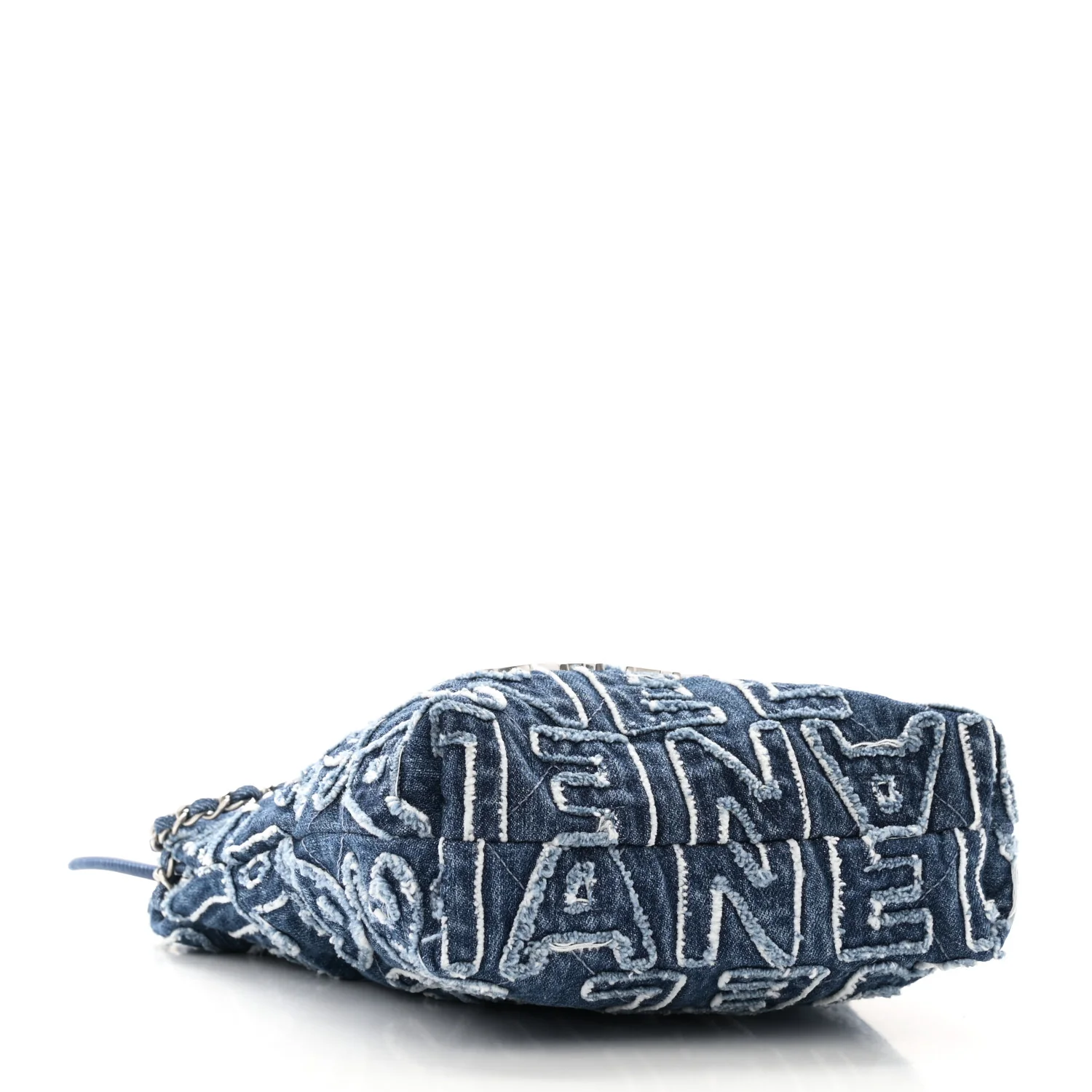 Washed Denim Logo Embroidered Mini Chanel 22 Blue - Top Club