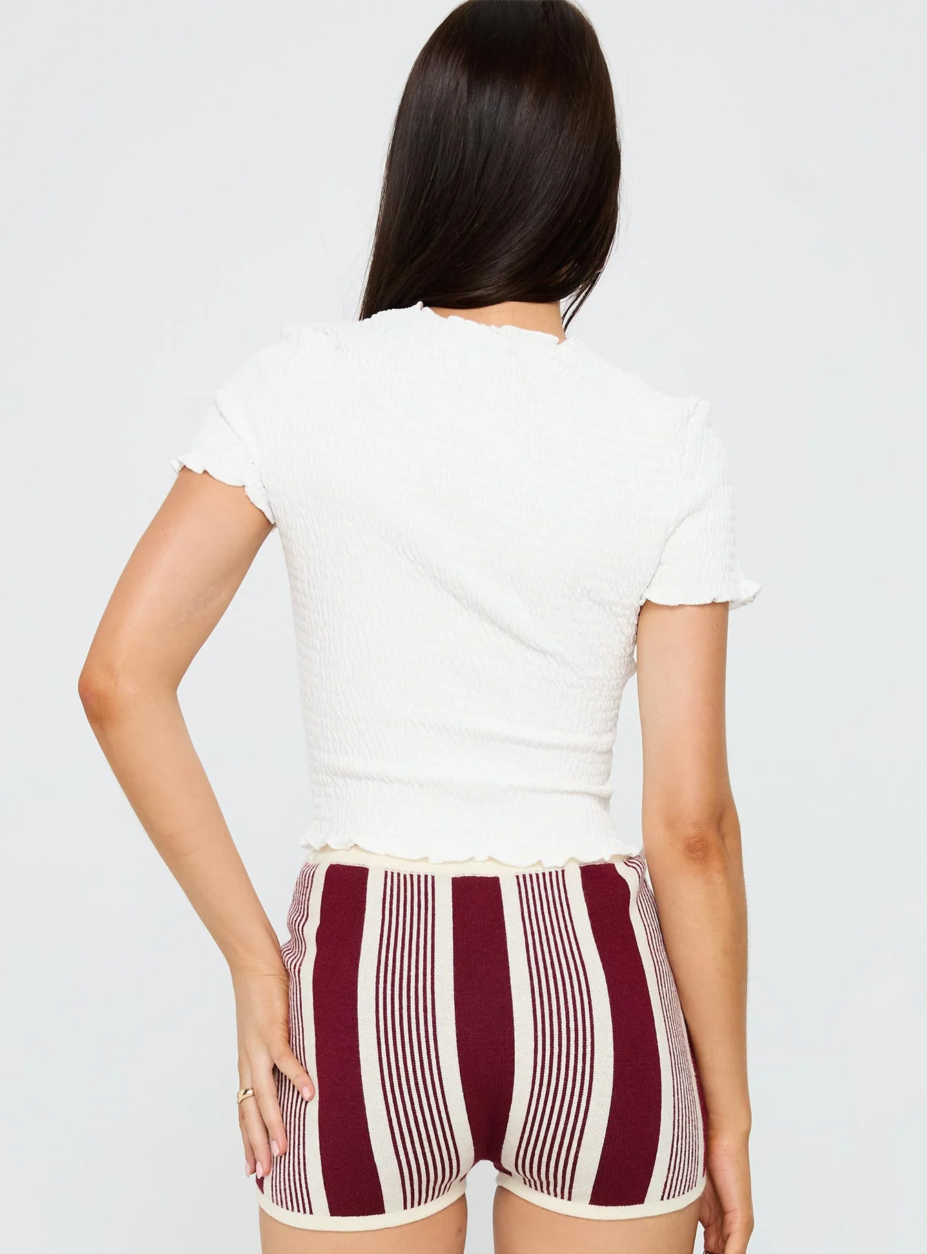 Palm Reader Shirred Top White