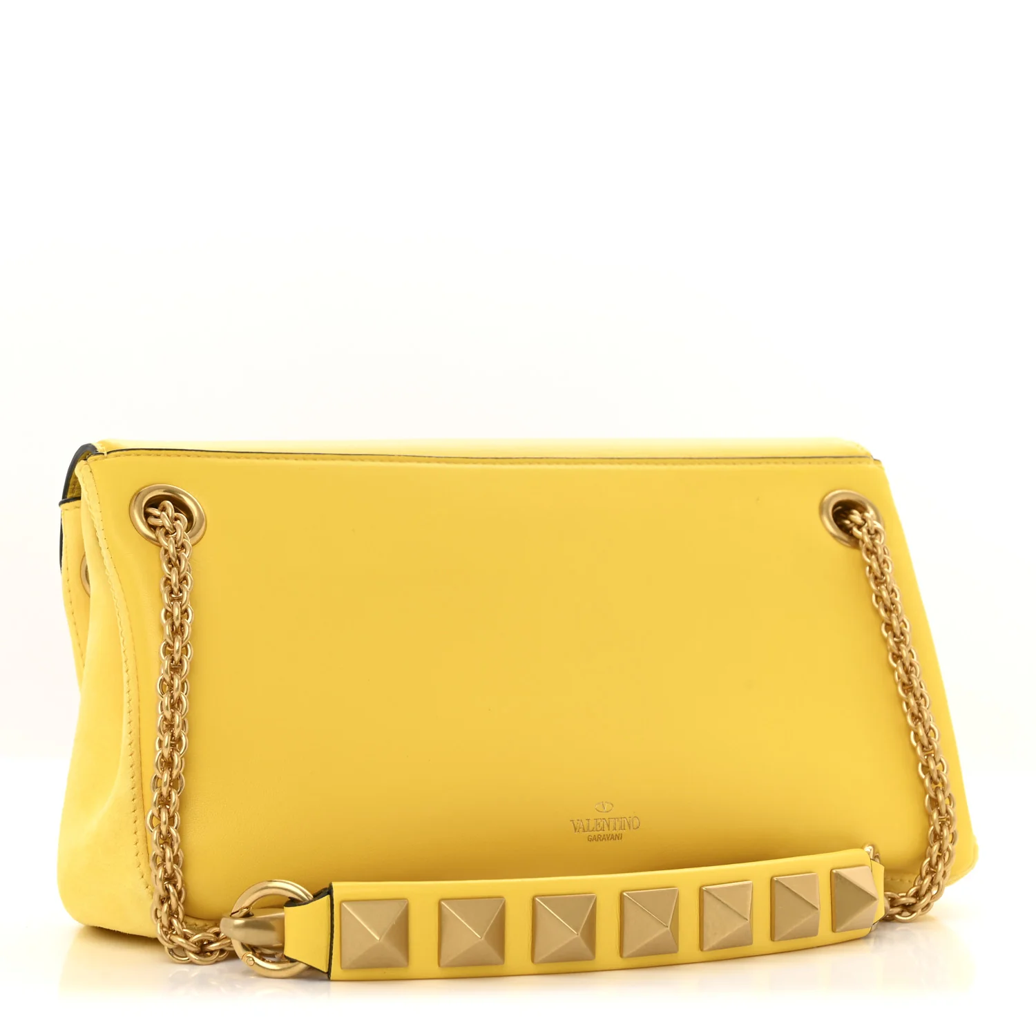 Nappa Stud Sign Shoulder Bag Bright Lemon - Top Club