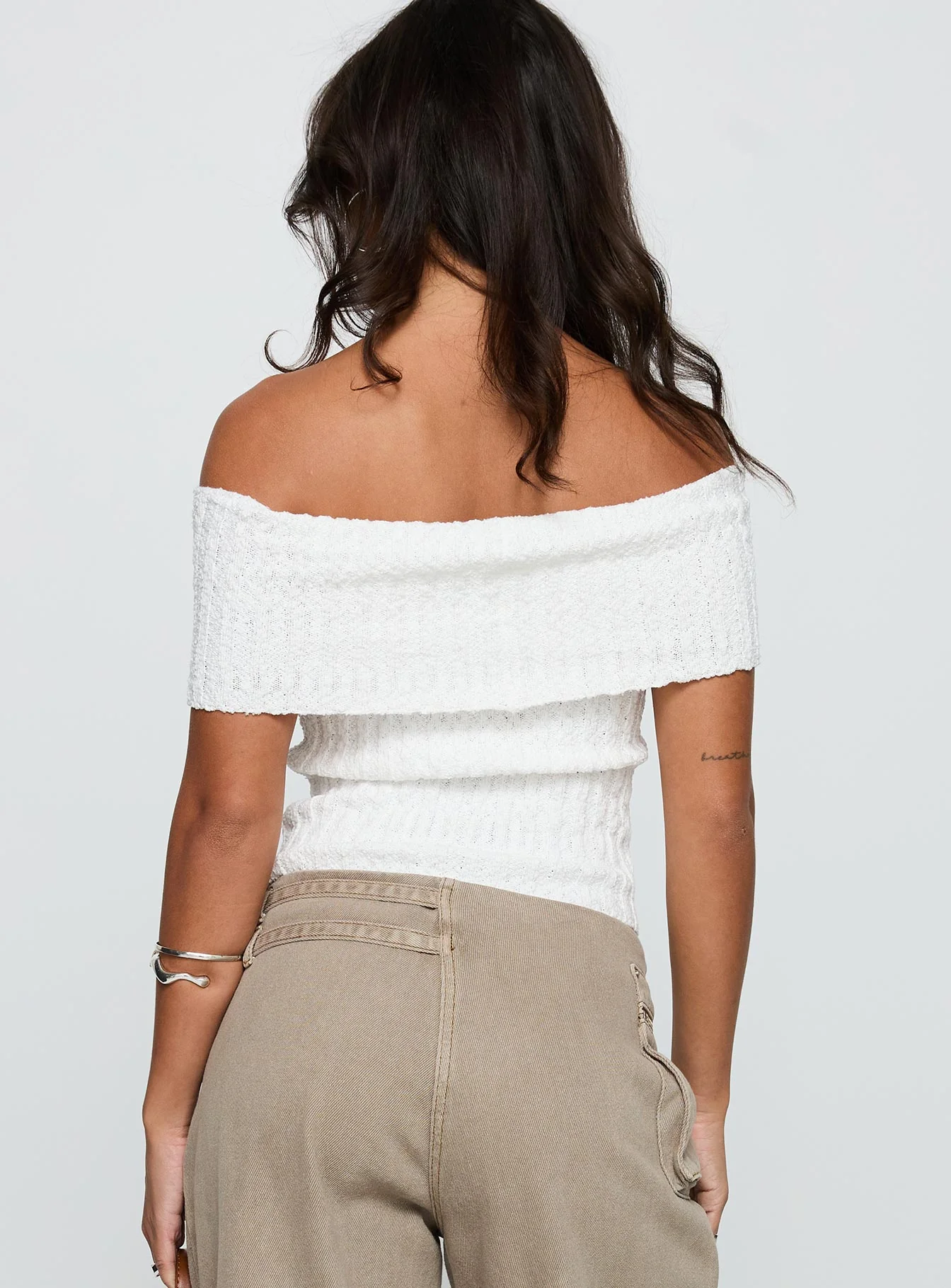 Murmur Off Shoulder Top White
