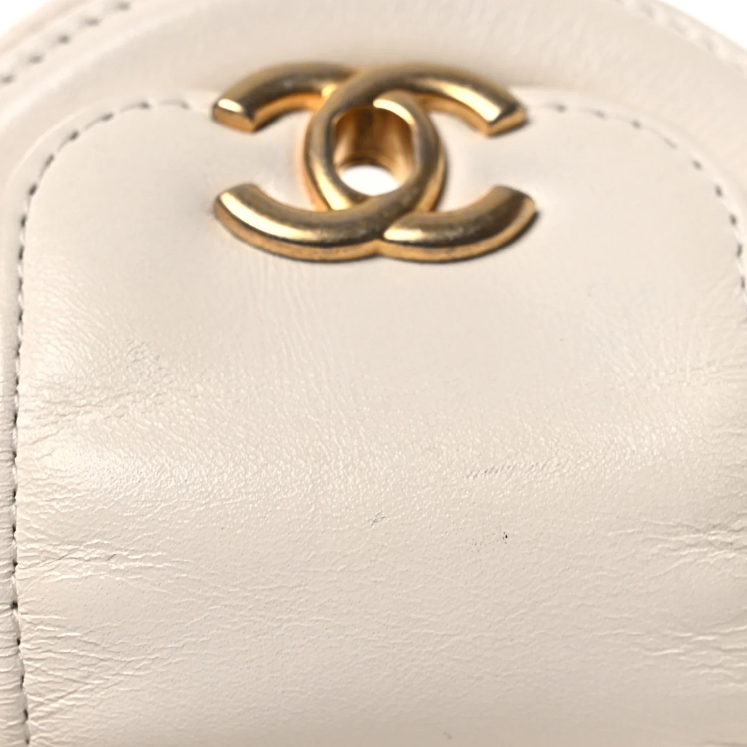 Shiny Aged Calfskin Quilted Mini Nano Kelly Shopper White - Top Club