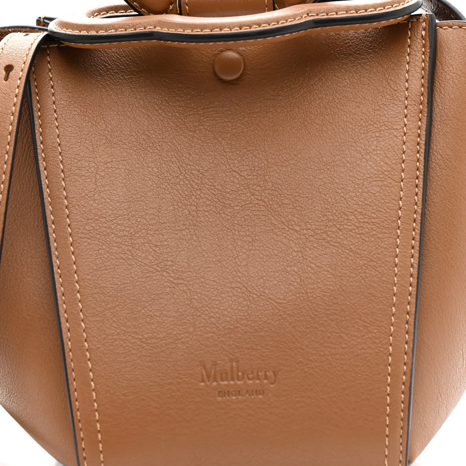 Silky Calfskin Mini Rider's Top Handle Bag Teak - Top Club