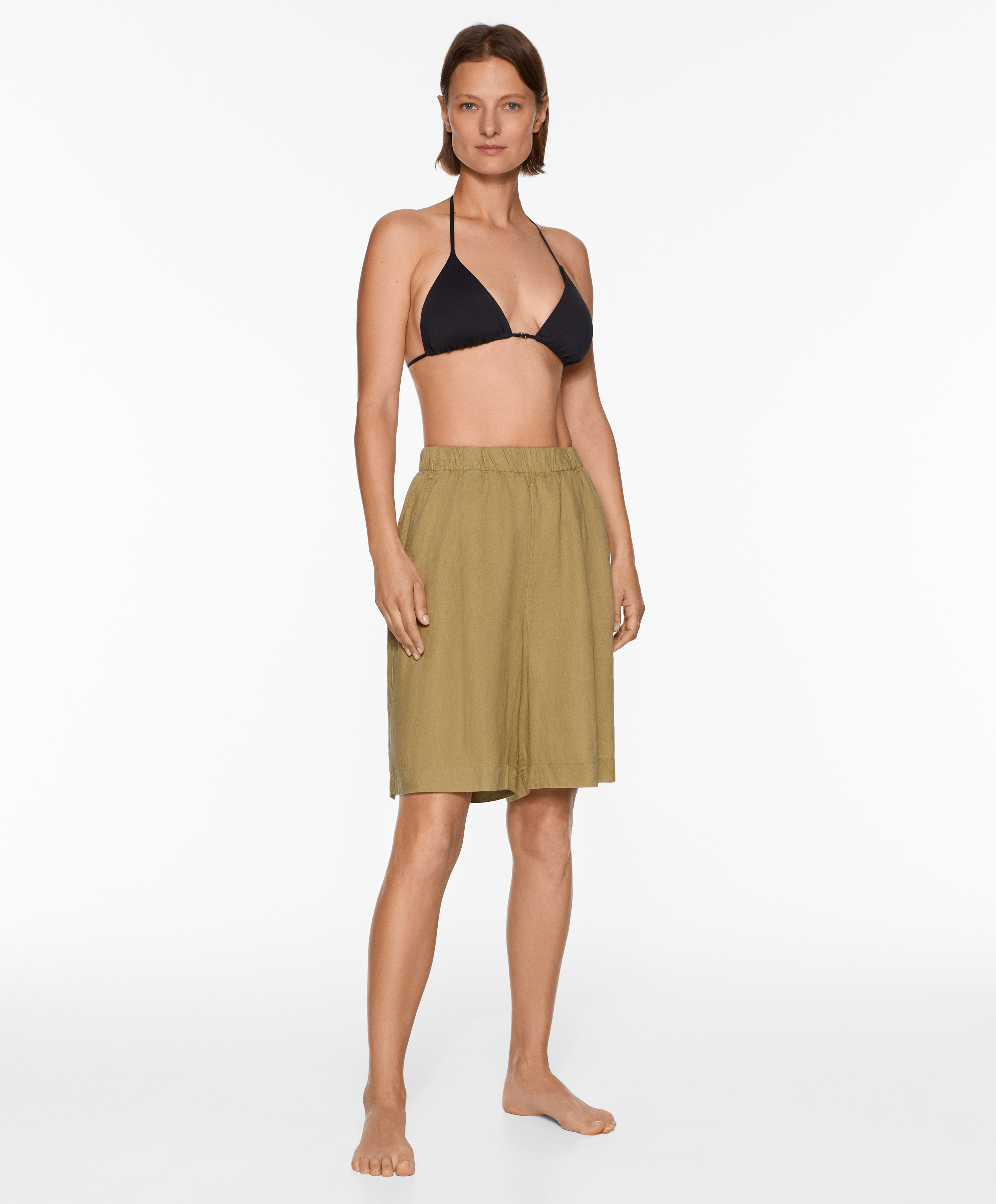 OYSHO 100% linen Bermuda shorts