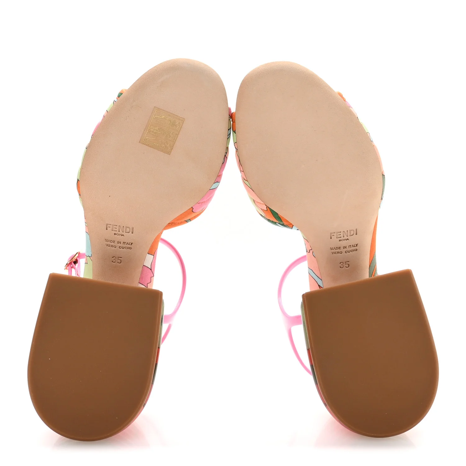 Fabric Calfskin Promenade Slingback Sandals 35 Arancio Multicolor Lipstick - Top Club