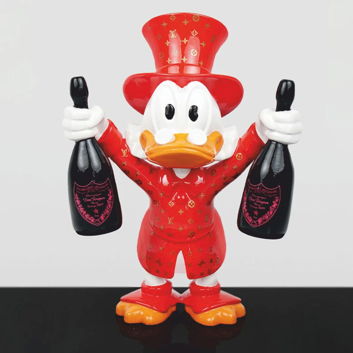 Decorative figure duck red / white / black H. 45 cm - decorative sculpture