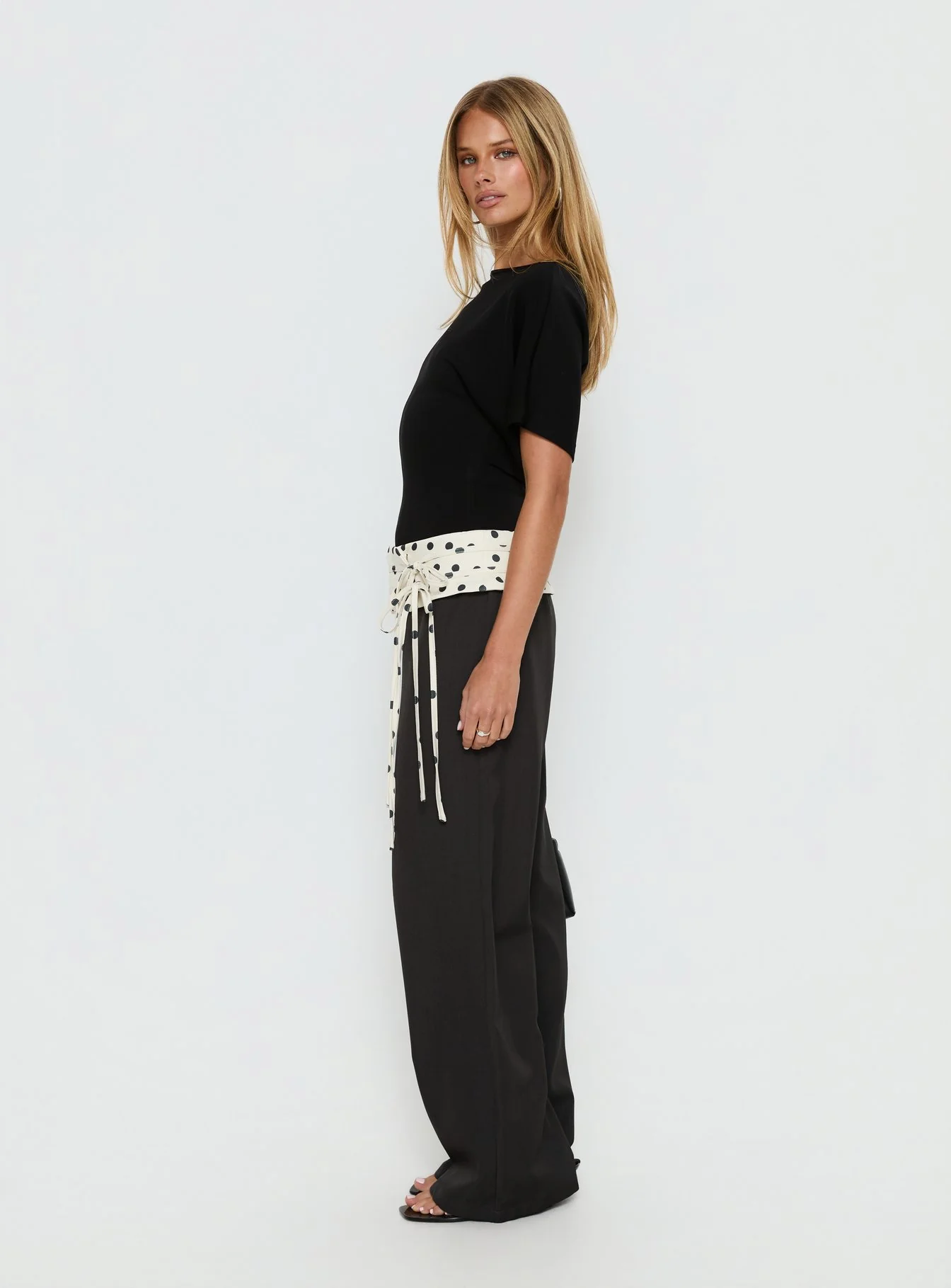 Seneca Wrap Pants Charcoal Polka Dot