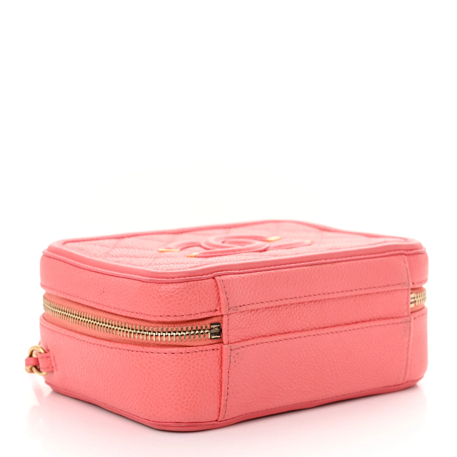 Caviar Quilted Small CC Filigree Vanity Case Coral - Top Club