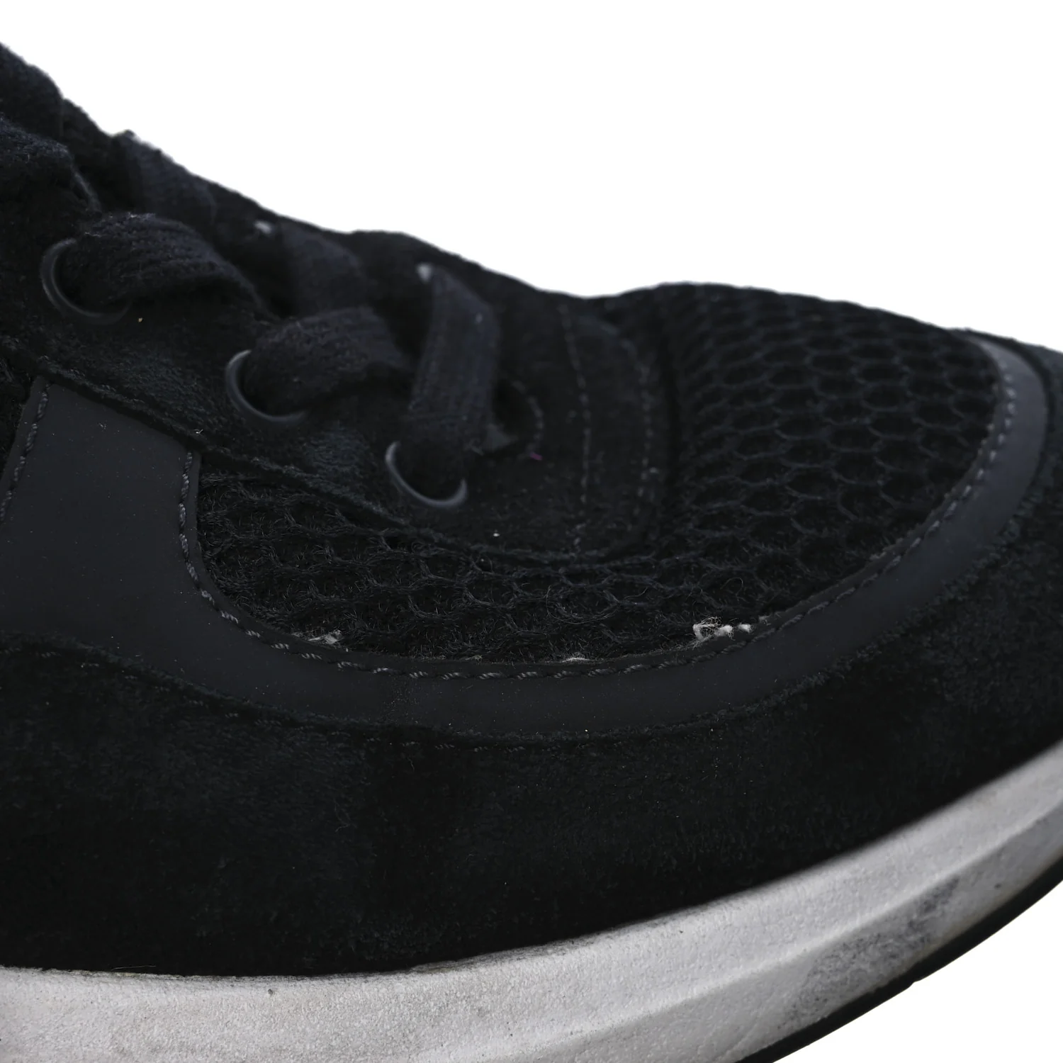 Calfskin Mesh Lycra Suede Womens Logo Sneakers 40 Black - Top Club