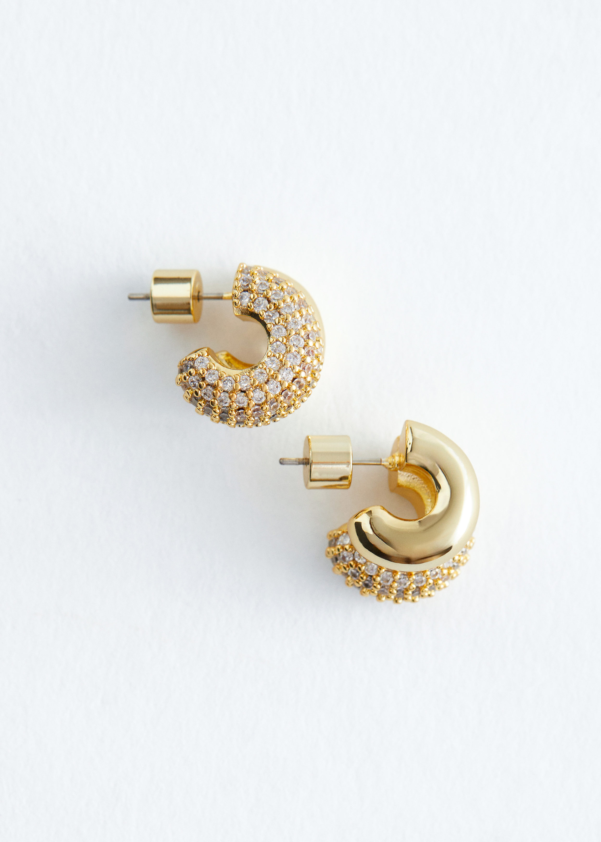 & Other Stories TWO-PART RHINESTONE HOOP EARRINGS